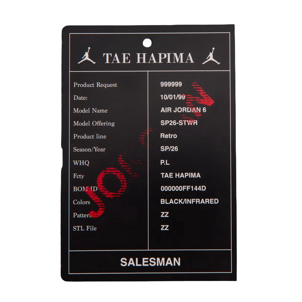 (GS) Air Jordan 6 Retro "Reimagined Reverse Infrared / Salesman Sample" (2026) [IQ1275-001] Sneakers in Black | FOOT NINJAS {10}