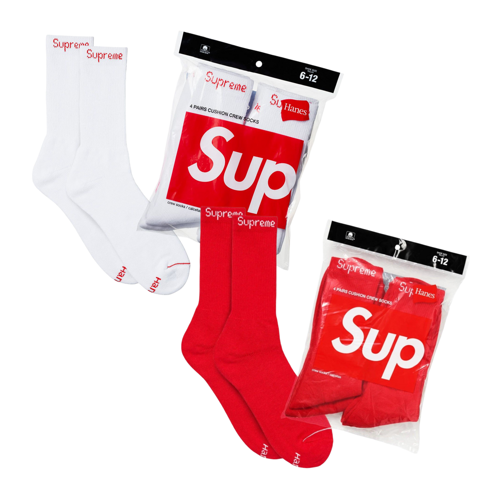 Supreme x Hanes Cushion Crew Socks (Full Pack of 4) | FOOT NINJAS {4}