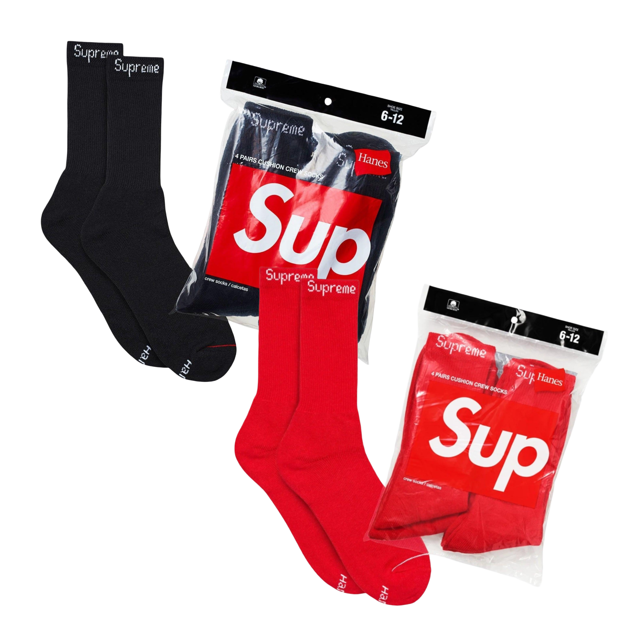 Supreme x Hanes Cushion Crew Socks (Full Pack of 4) | FOOT NINJAS {3}