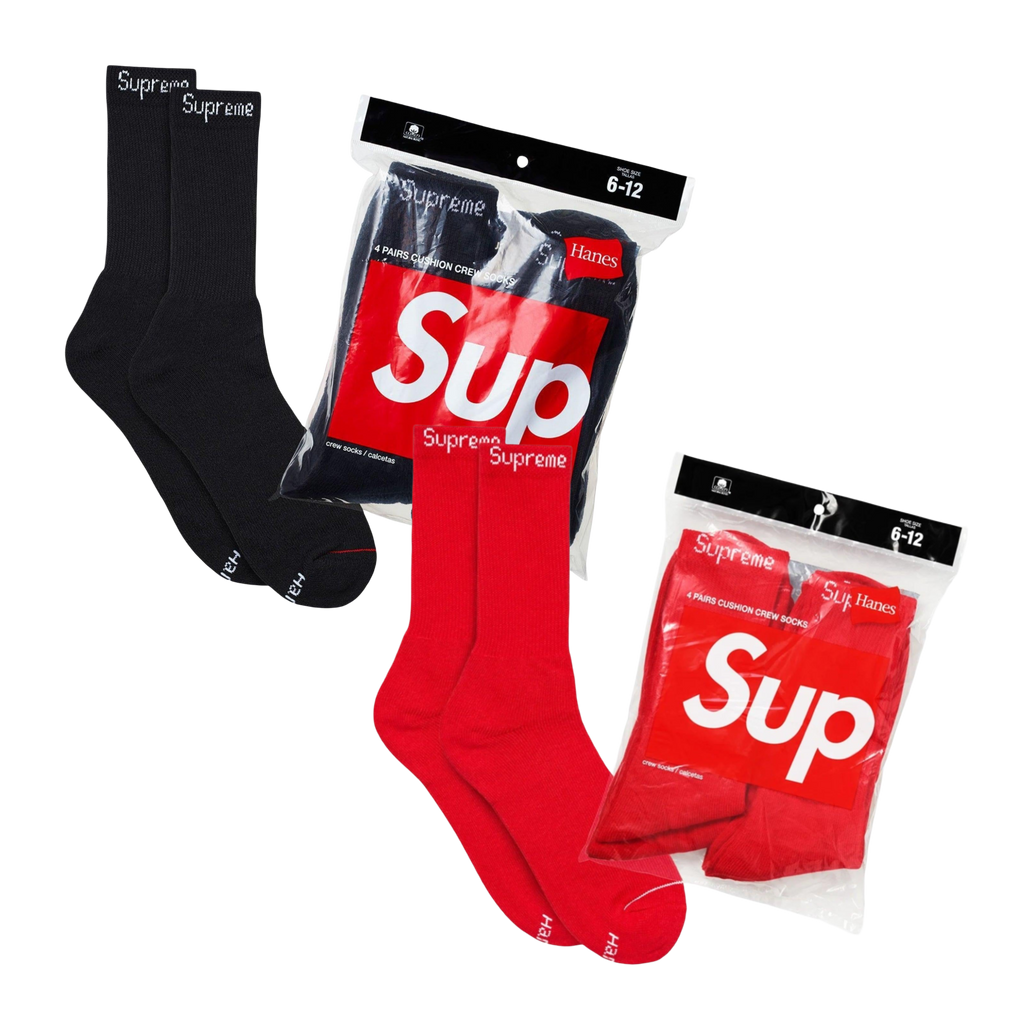 Supreme x Hanes Cushion Crew Socks (Full Pack of 4) | FOOT NINJAS {3}