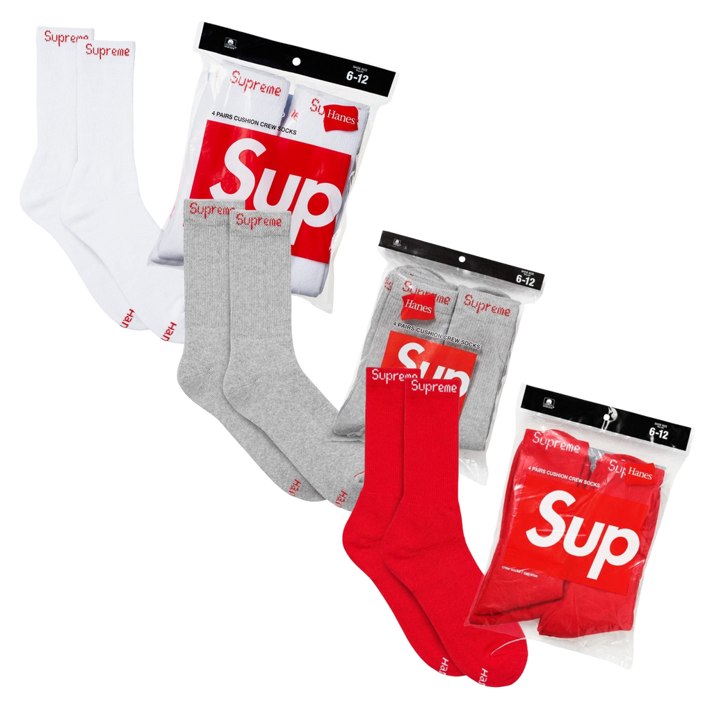 Supreme x Hanes Cushion Crew Socks (Full Pack of 4) | FOOT NINJAS {1}