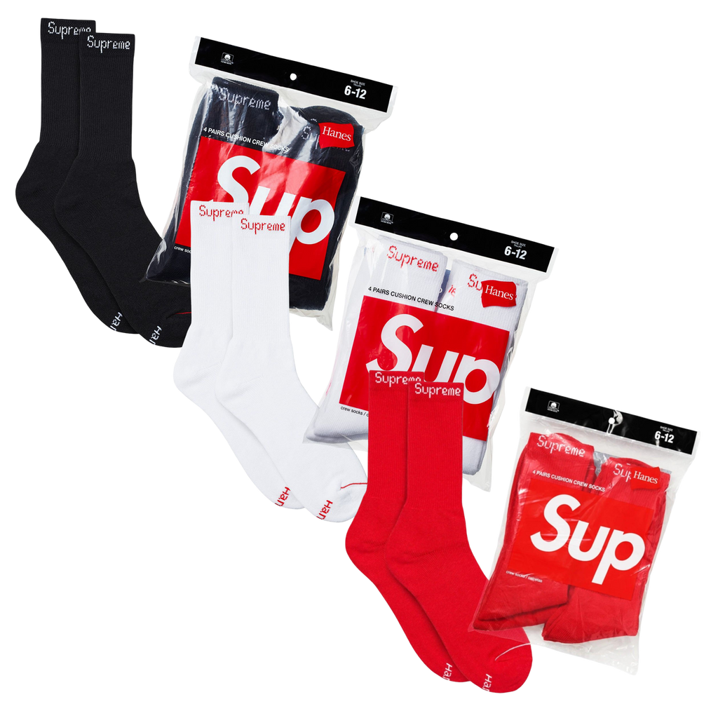 Supreme x Hanes Cushion Crew Socks (Full Pack of 4) | FOOT NINJAS {1}