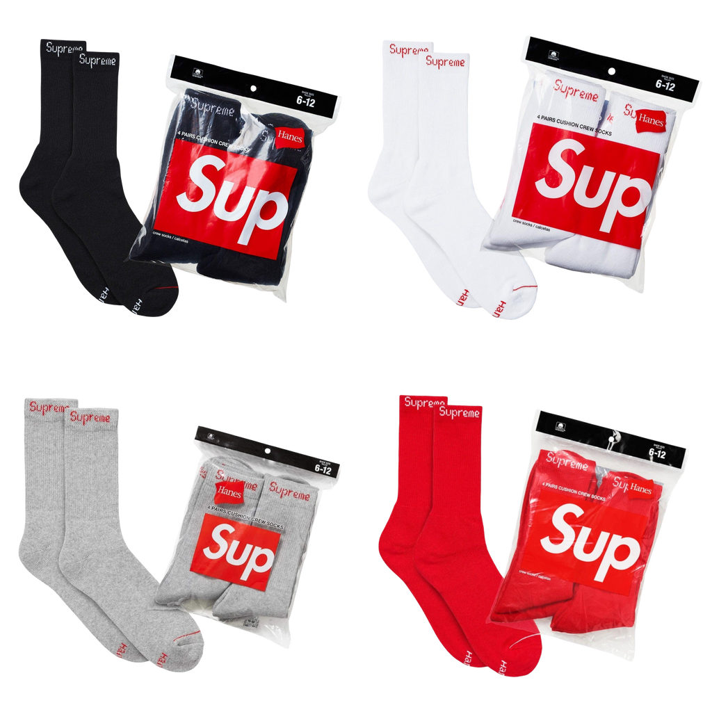 Supreme x Hanes Cushion Crew Socks (Full Pack of 4) | FOOT NINJAS {1}