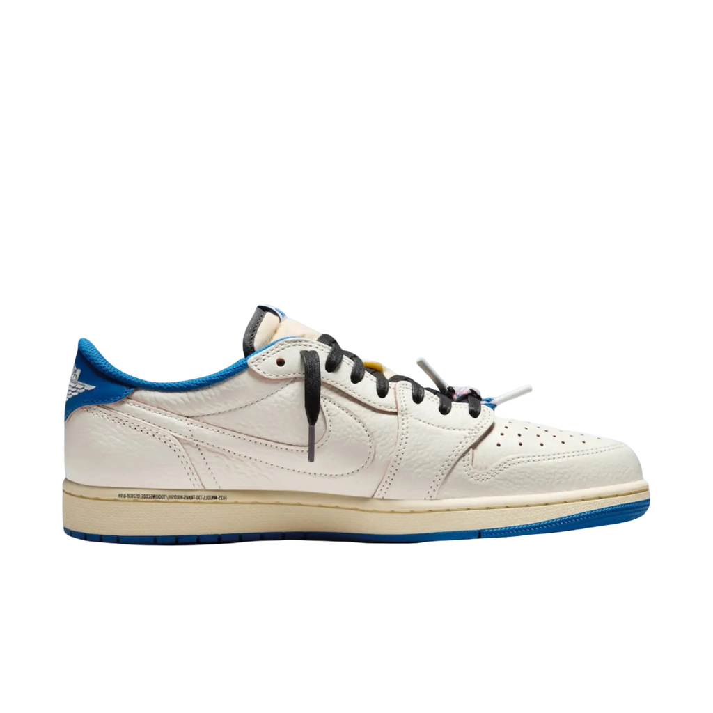 (Men's) Air Jordan 1 Low OG SP x Cactus Jack x Travis Scott x Fragment Design "Sail / Military Blue" (2025) [DM7866-104] Sneakers in Blue | FOOT NINJAS {2}