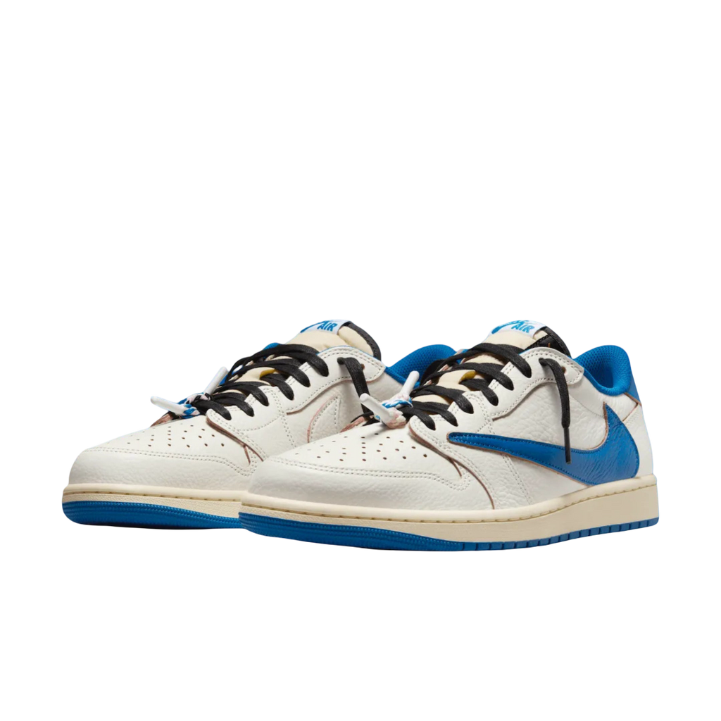 (Men's) Air Jordan 1 Low OG SP x Cactus Jack x Travis Scott x Fragment Design "Sail / Military Blue" (2025) [DM7866-104] Sneakers in Blue | FOOT NINJAS {3}