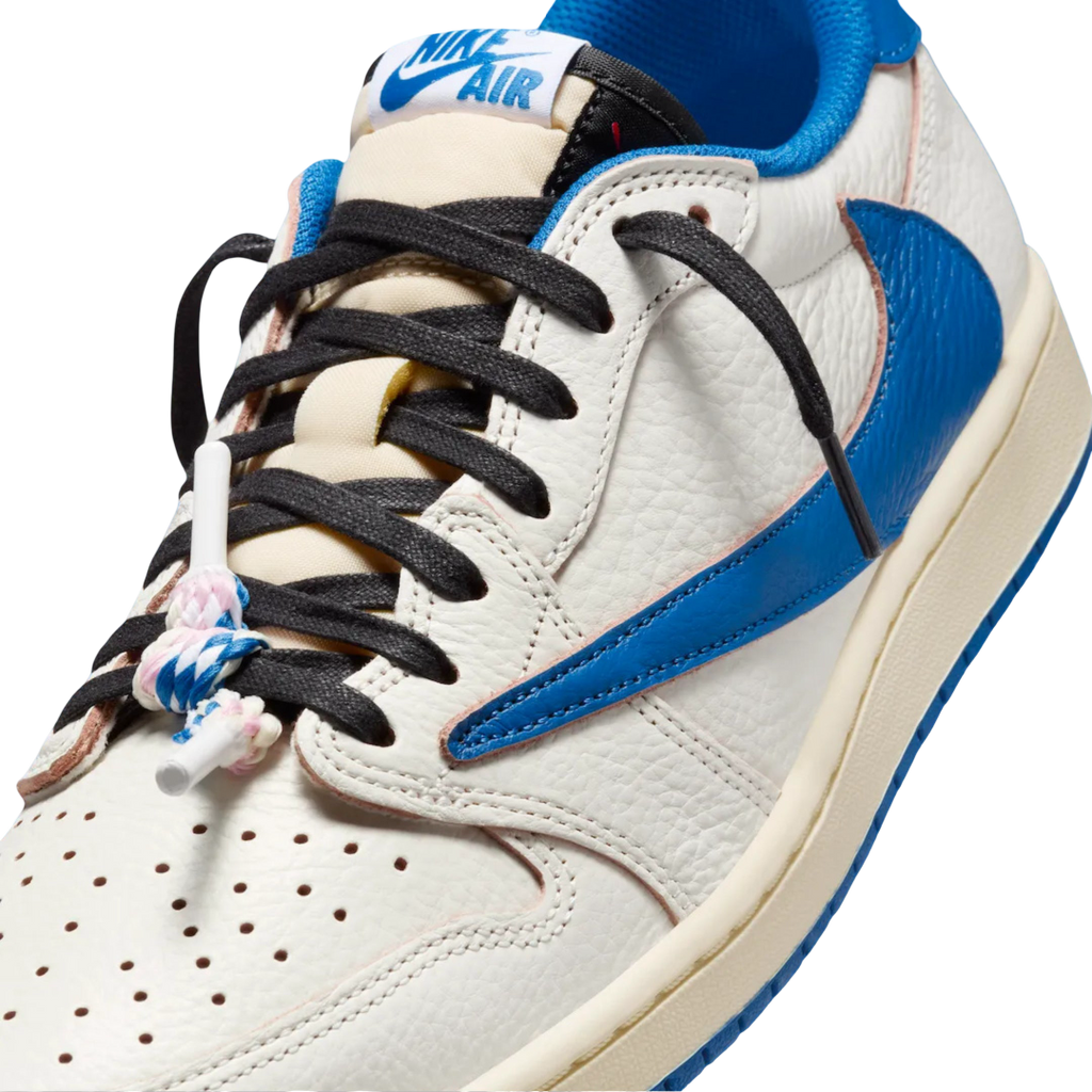 (Men's) Air Jordan 1 Low OG SP x Cactus Jack x Travis Scott x Fragment Design "Sail / Military Blue" (2025) [DM7866-104] Sneakers in Blue | FOOT NINJAS {7}