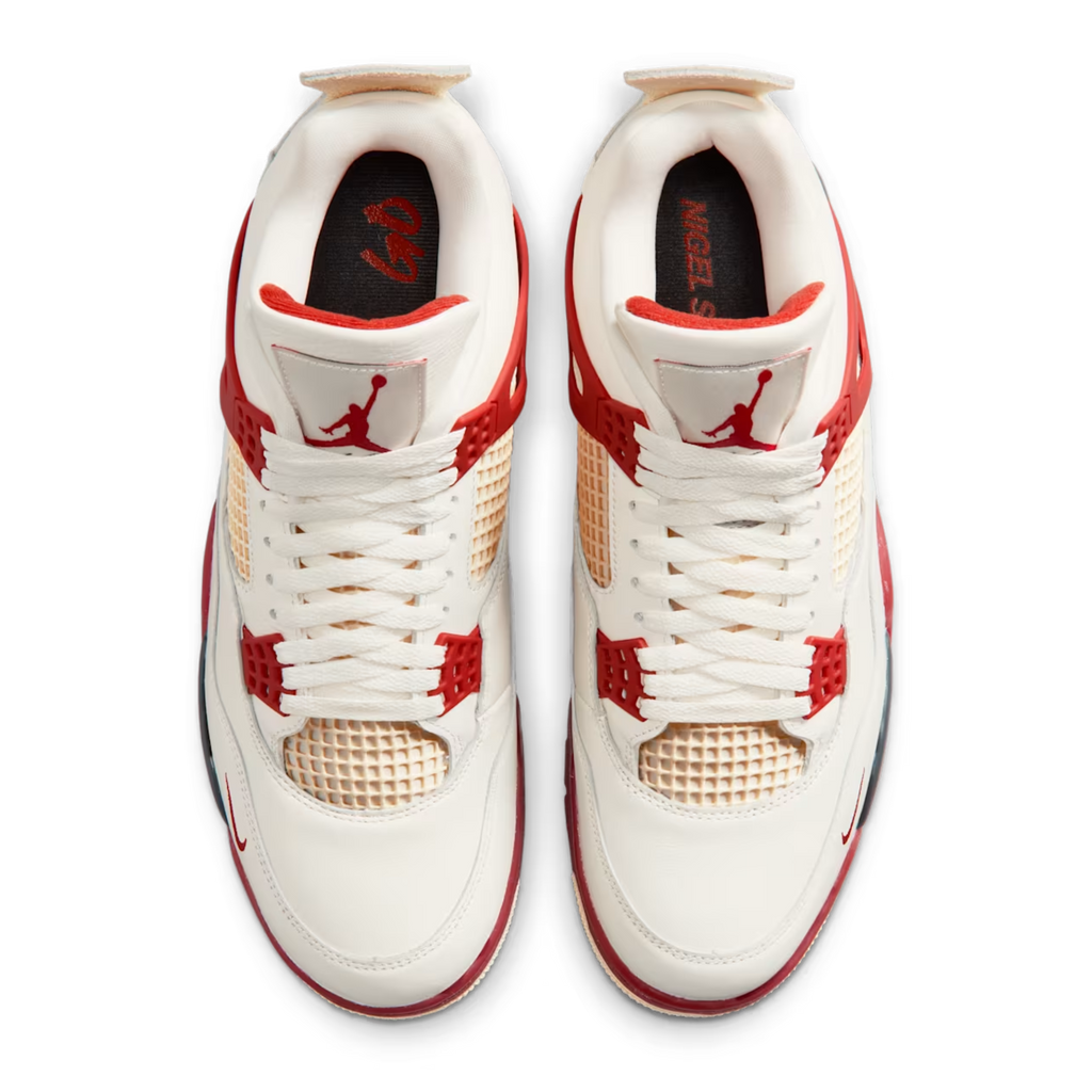(Men's) Air Jordan 4 Retro OG SP x Nigel Sylvester "Brick After Brick / Vintage Fire Red" (2026) Sneakers in Beige [IQ8055-100] | FOOT NINJAS [4]