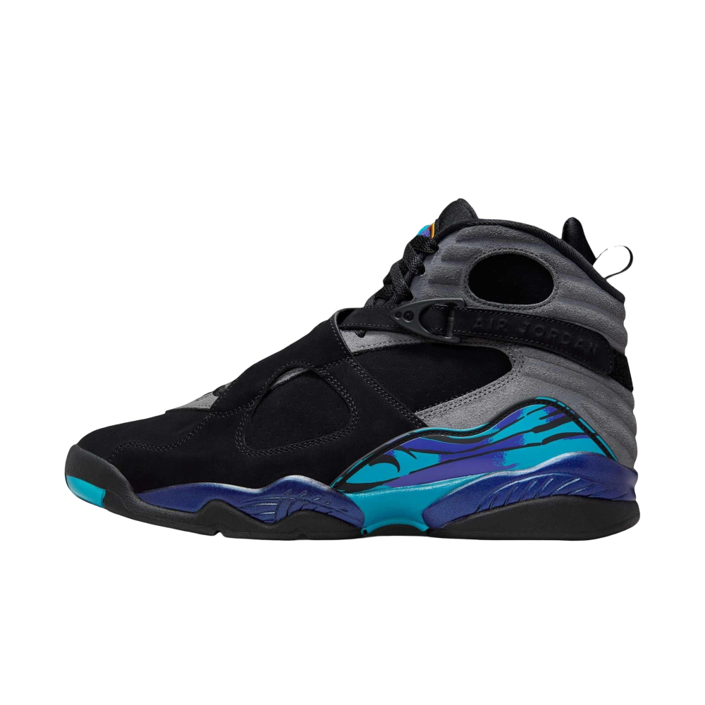 (Men's) Air Jordan 8 Retro "Aqua" (2025) [305381-006] Sneakers in Black | FOOT NINJAS {1}