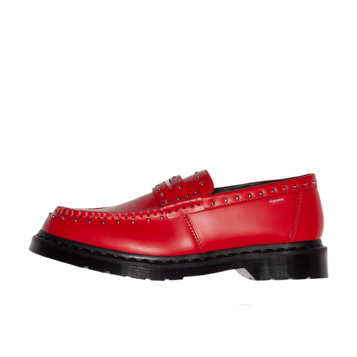 (Men's) Dr. Martens x Supreme Airwair Studded Penton Loafer "Poppy Red" (2025) Sneakers in Red | FOOT NINJAS {1}