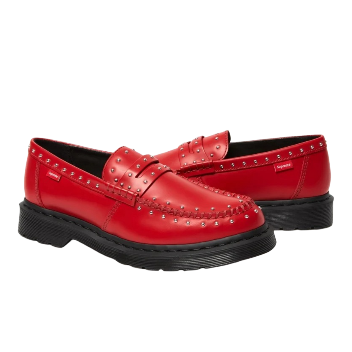 (Men's) Dr. Martens x Supreme Airwair Studded Penton Loafer "Poppy Red" (2025) Sneakers in Red | FOOT NINJAS {2}
