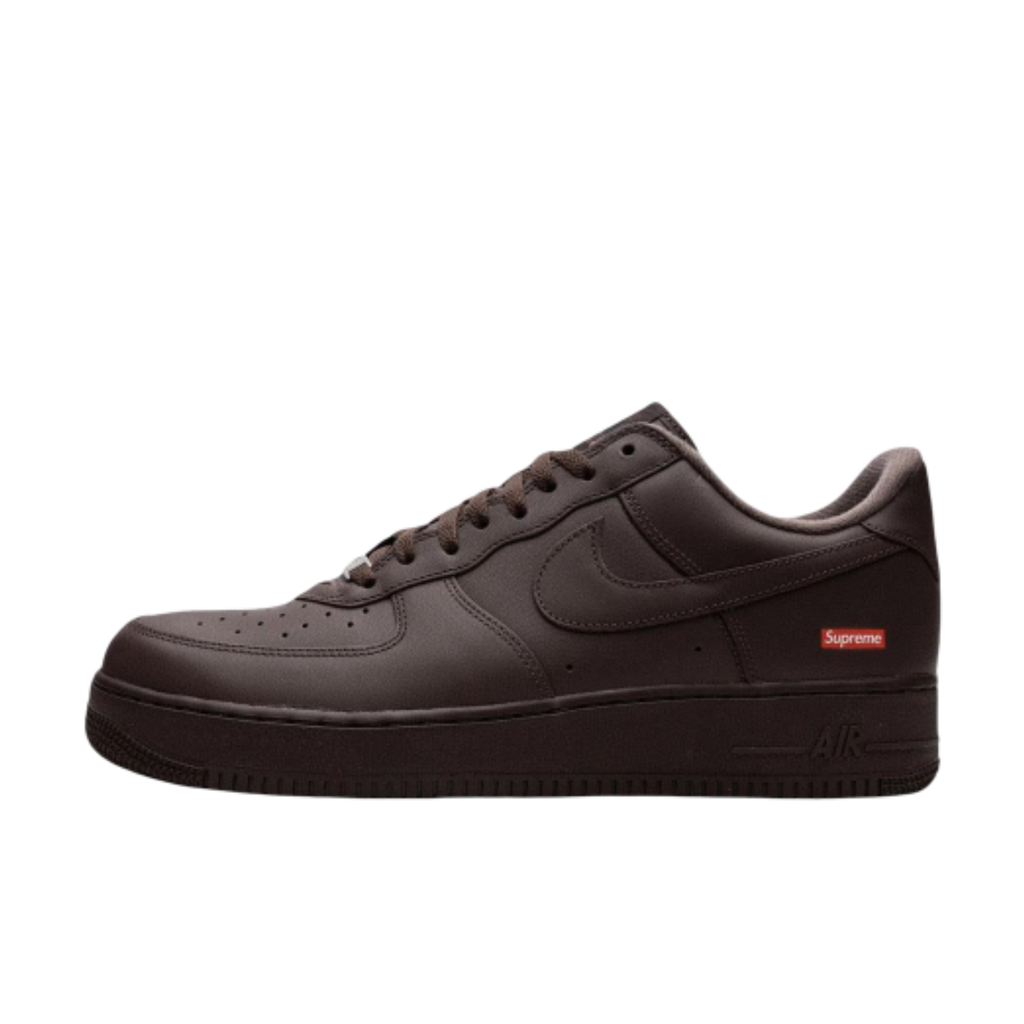 (Men's) Nike Air Force 1 Low SP x Supreme 'Box Logo' Baroque Brown (2023) [CU9225-200] Sneakers in Brown | FOOT NINJAS {1}