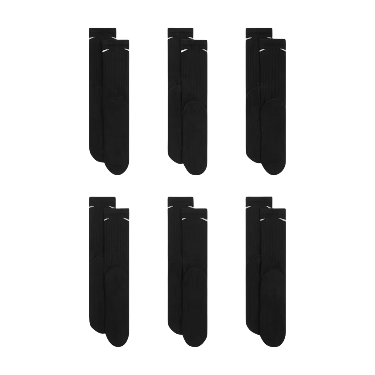 Nike Dri-FIT Everyday Cushioned High Training Crew Socks (6 Pack) Black [SX7666-010] | FOOT NINJAS {3}