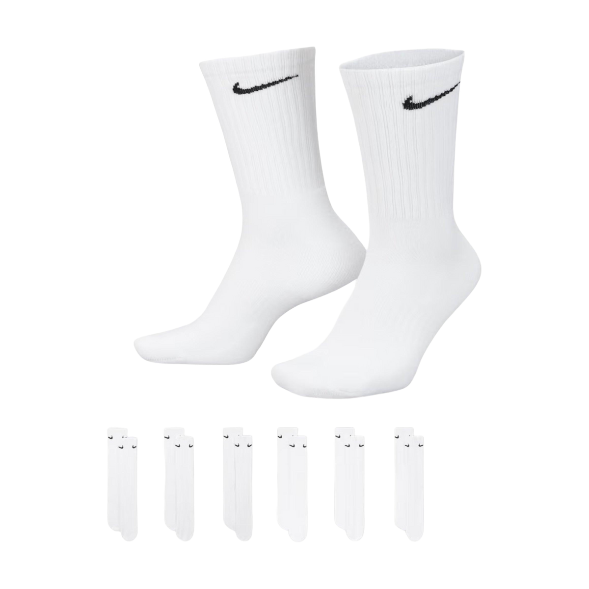 Nike Dri-FIT Everyday Cushioned High Training Crew Socks (6 Pack) Black | White | Carbon Heather Grey | FOOT NINJAS {10}