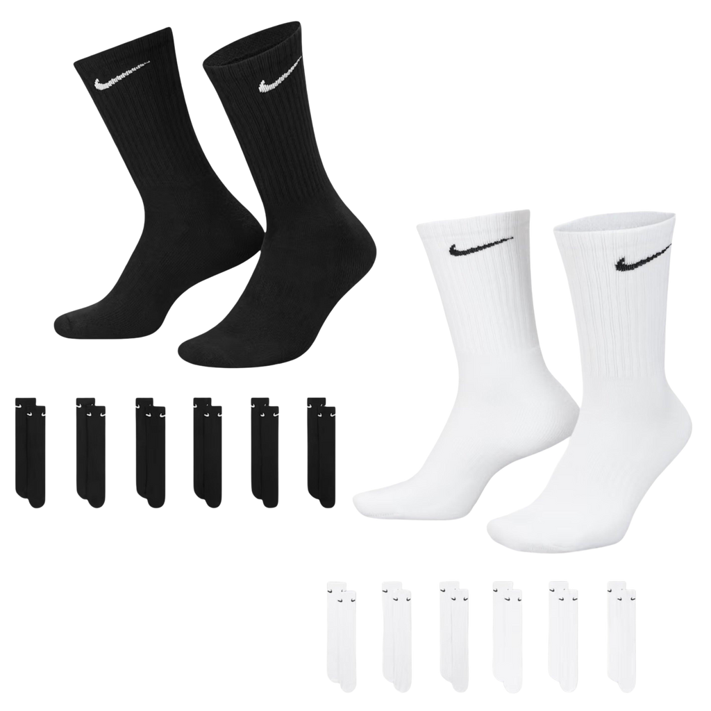 Nike Dri-FIT Everyday Cushioned High Training Crew Socks (6 Pack) Black | White | FOOT NINJAS {1}