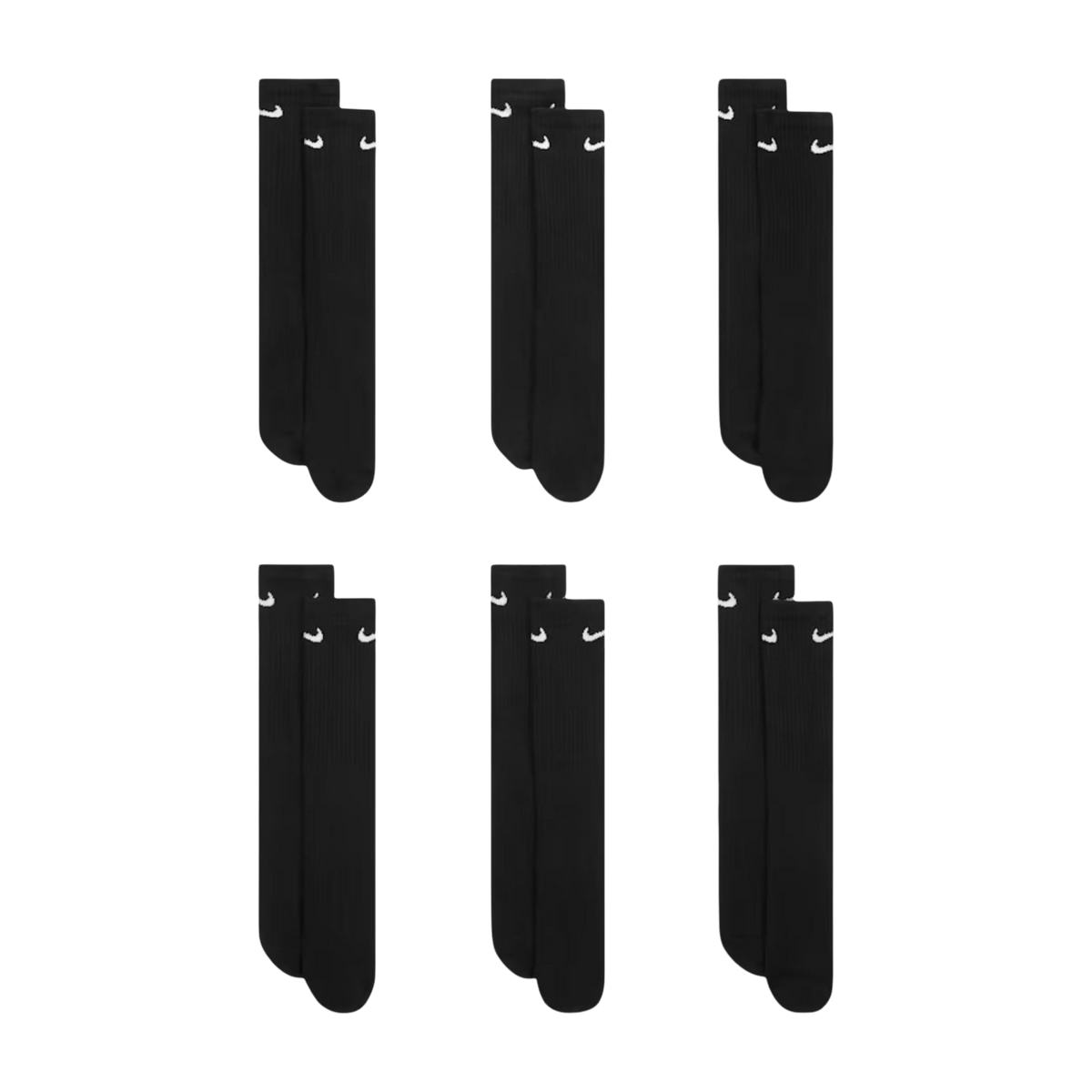 Nike Dri-FIT Everyday Cushioned High Training Crew Socks (6 Pack) Black | White | FOOT NINJAS {3}
