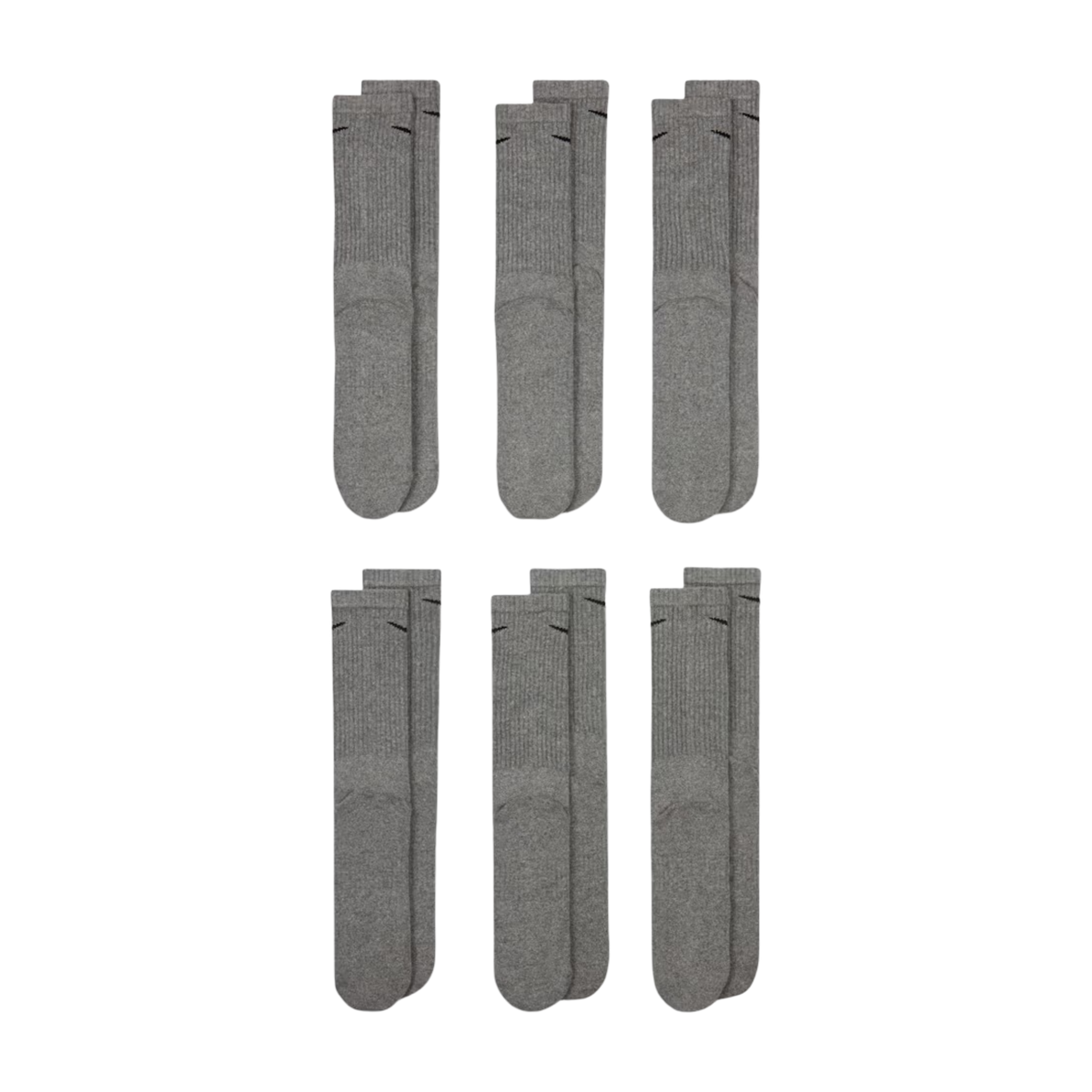 Nike Dri-FIT Everyday Cushioned High Training Crew Socks (6 Pack) Carbon Heather Grey [SX7666-064] | FOOT NINJAS {3}