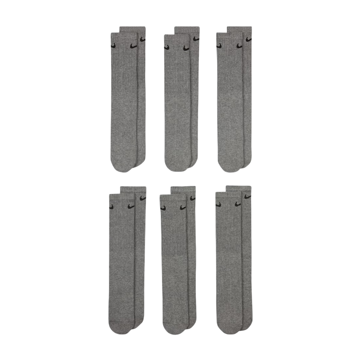 Nike Dri-FIT Everyday Cushioned High Training Crew Socks (6 Pack) White | Carbon Heather Grey | FOOT NINJAS {7}