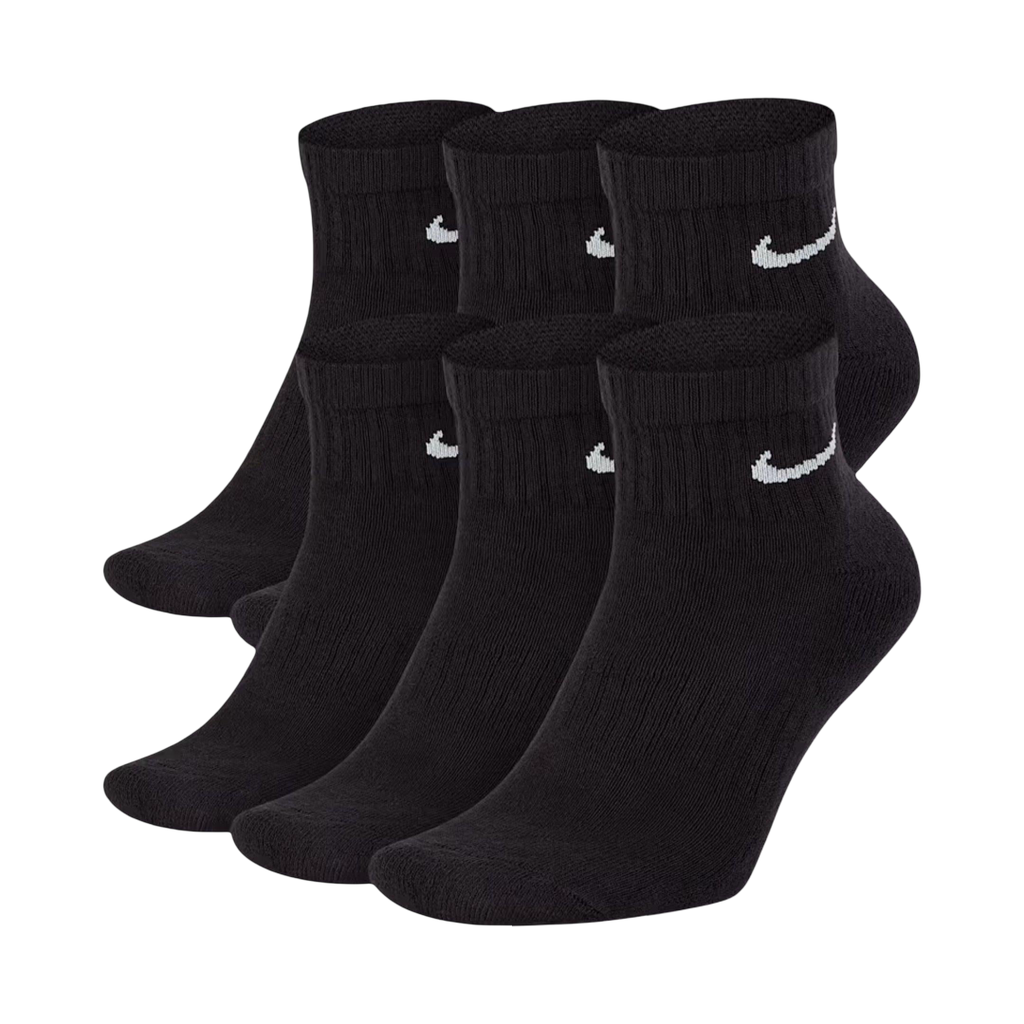 Nike Dri-FIT Everyday Cushioned Mid Training Quarter Ankle Socks (6 Pack) Black [SX7669-010] | FOOT NINJAS {1}