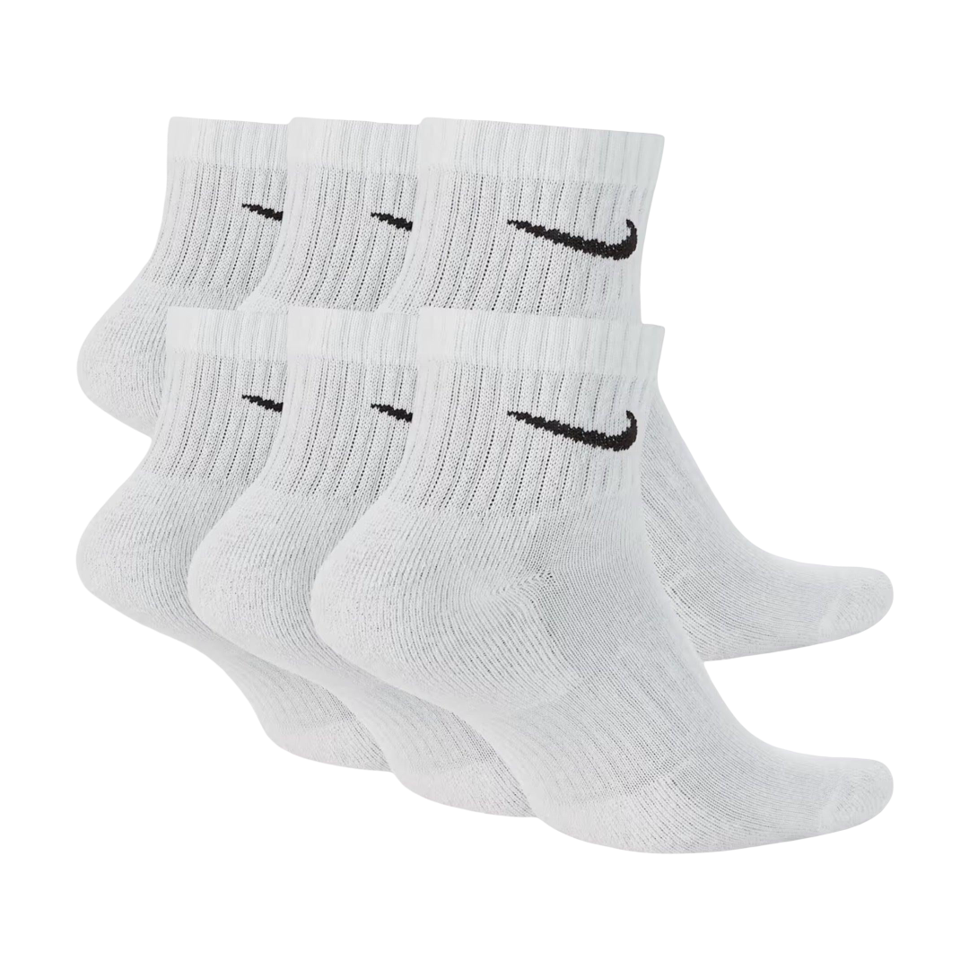 Nike Dri-FIT Everyday Cushioned Mid Training Quarter Ankle Socks (6 Pack) White [SX7669-100] | FOOT NINJAS {2}