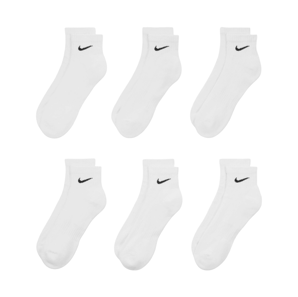Nike Dri-FIT Everyday Cushioned Mid Training Quarter Ankle Socks (6 Pack) White [SX7669-100] | FOOT NINJAS {3}