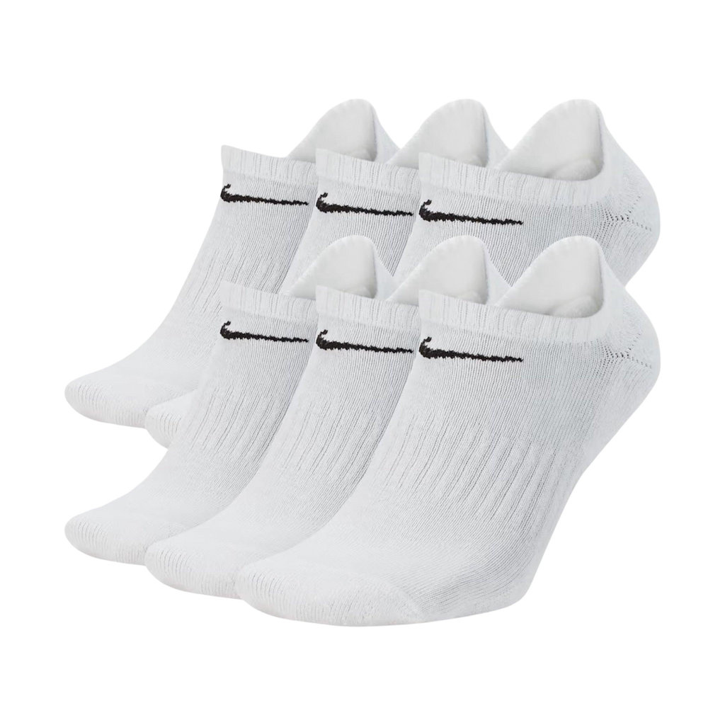 Nike Dri-FIT Everyday Cushioned Training No-Show Socks (6 Pack) White [SX7675-100] | FOOT NINJAS {1}