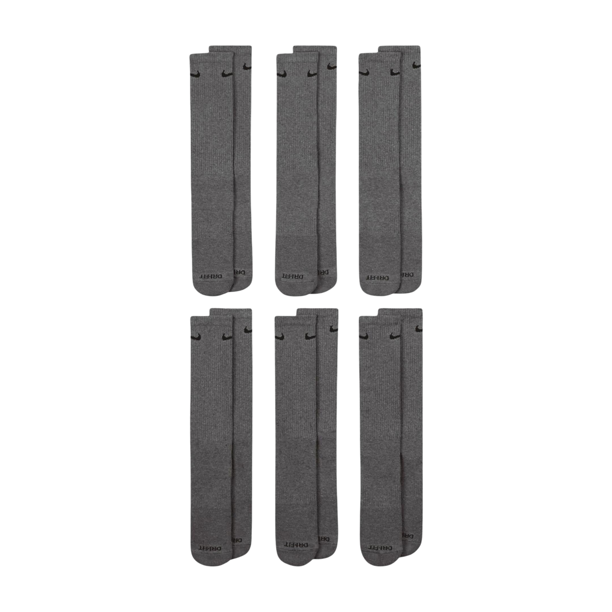 Nike Dri-FIT Everyday Plus Cushioned High Training Crew Socks (6 Pack) Black | Carbon Heather Grey | FOOT NINJAS {7}