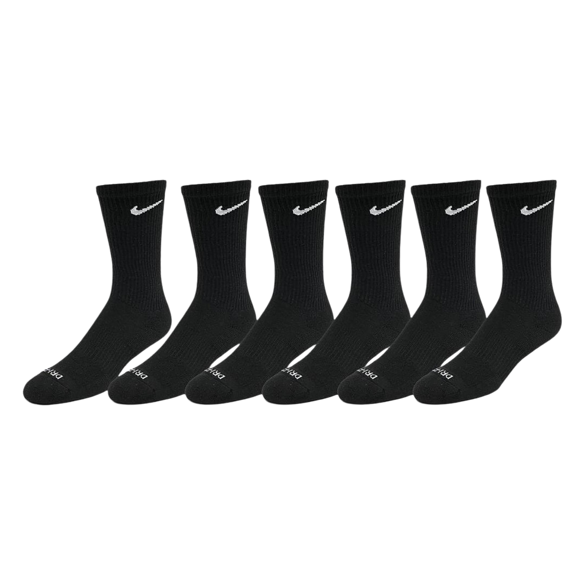 Nike Dri-FIT Everyday Plus Cushioned High Training Crew Socks (6 Pack) Black [SX6897-010] | FOOT NINJAS {1}