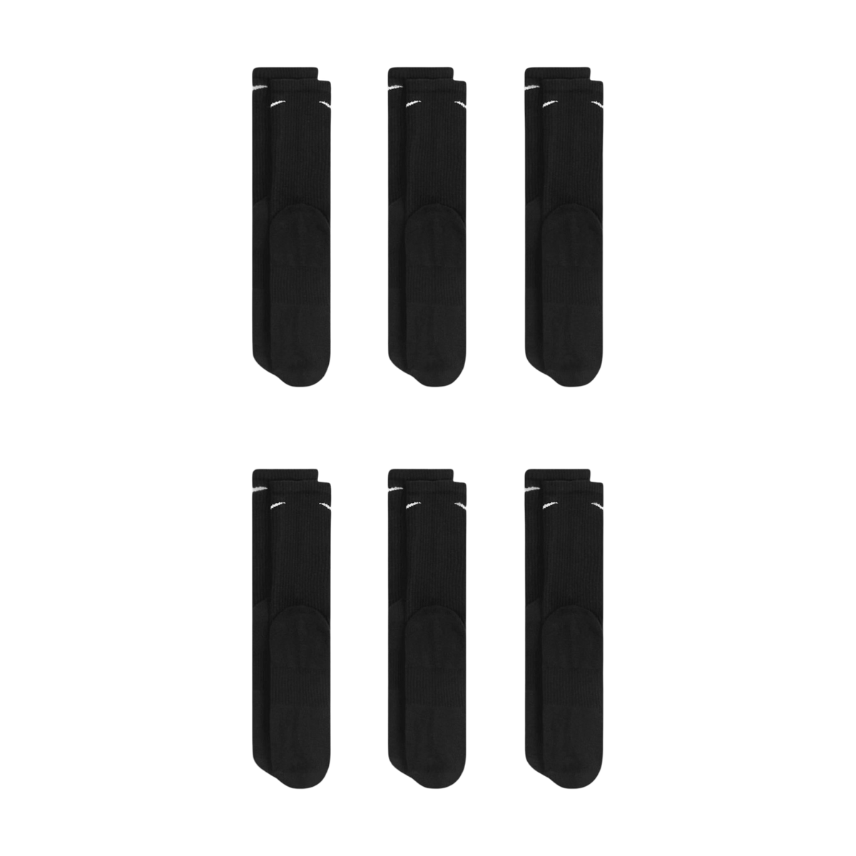 Nike Dri-FIT Everyday Plus Cushioned High Training Crew Socks (6 Pack) Black [SX6897-010] | FOOT NINJAS {3}