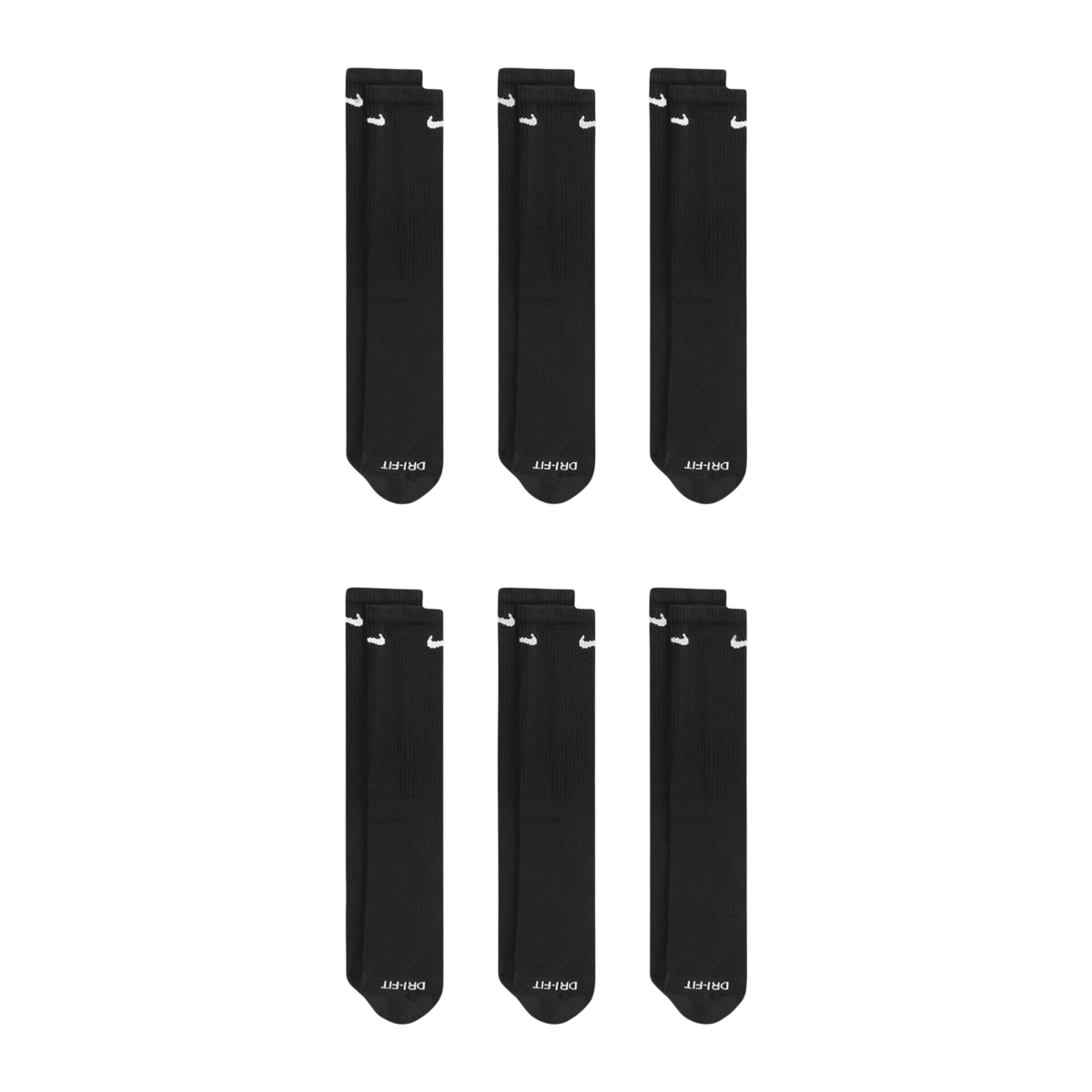Nike Dri-FIT Everyday Plus Cushioned High Training Crew Socks (6 Pack) White | Black | FOOT NINJAS {7}