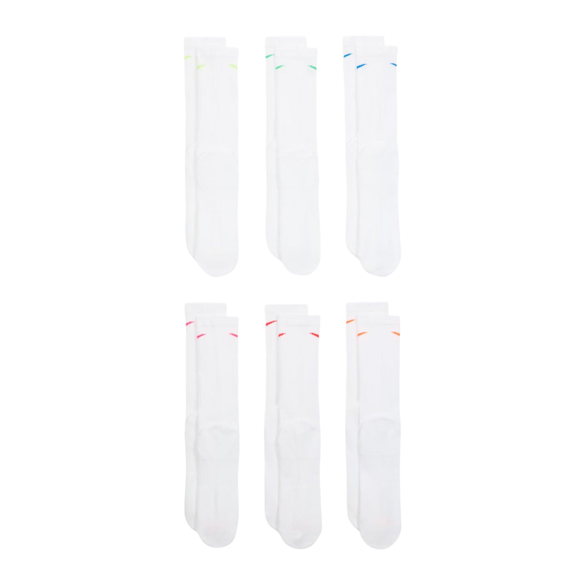 Nike Dri-FIT Everyday Plus Cushioned High Training Crew Socks (6 Pack) White / Multicolor [SX6897-968] | FOOT NINJAS {3}
