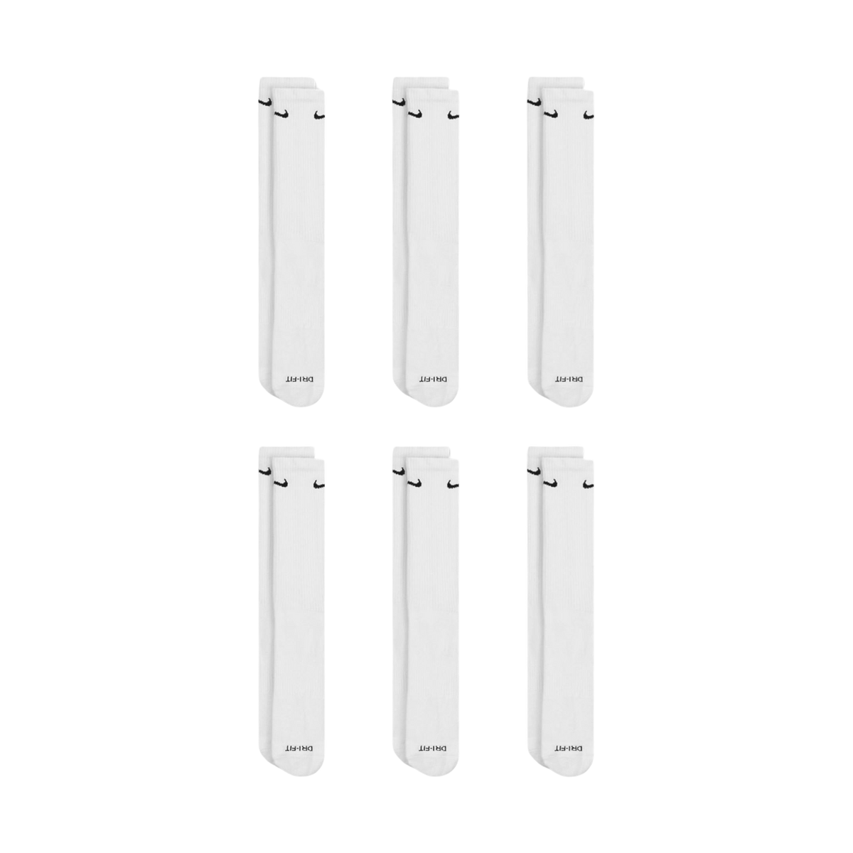 Nike Dri-FIT Everyday Plus Cushioned High Training Crew Socks (6 Pack) White [SX6897-100] | FOOT NINJAS {2}