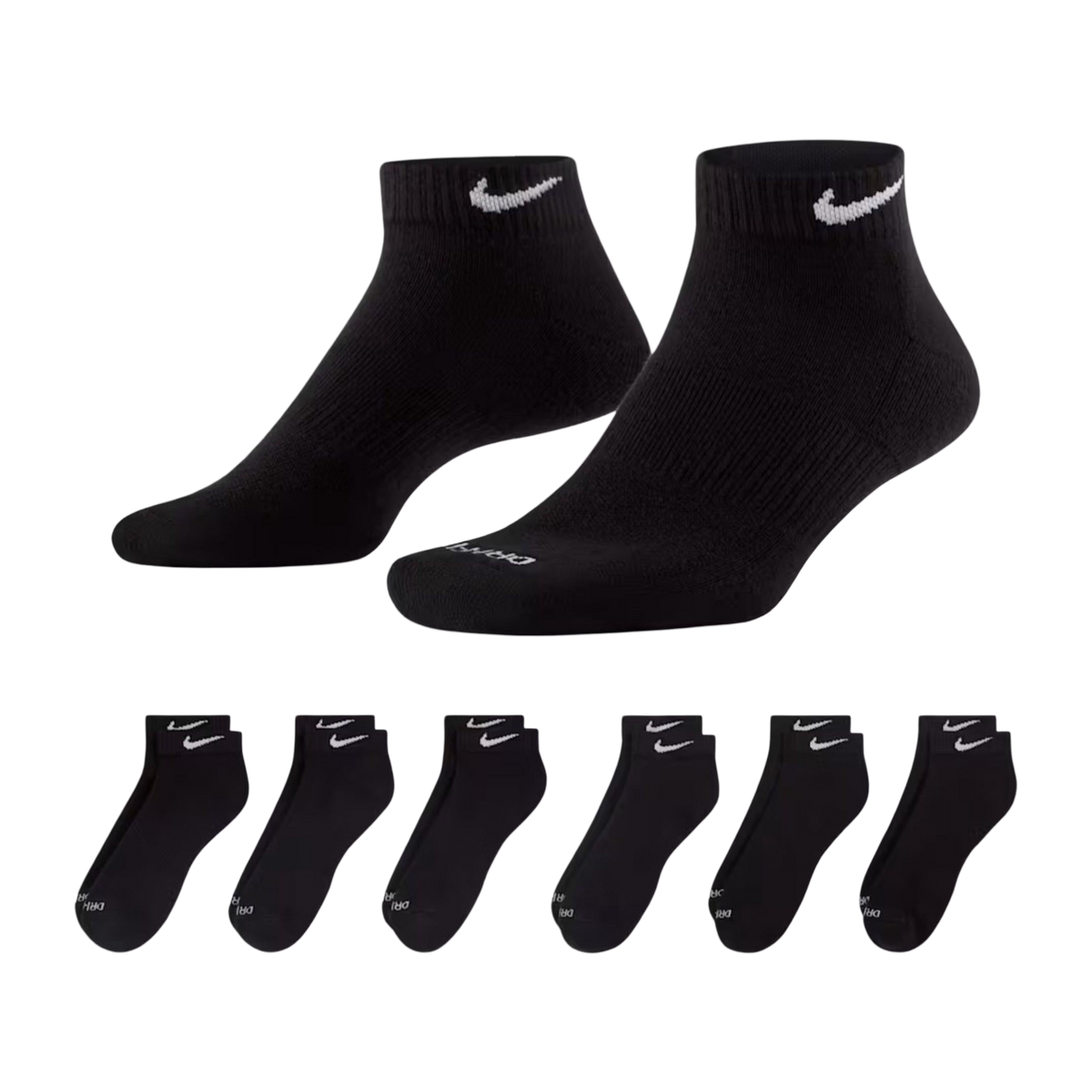 Nike Dri-FIT Everyday Plus Cushioned Training Low Cut Socks (6 Pack) Black [SX7042-010] | FOOT NINJAS {1}