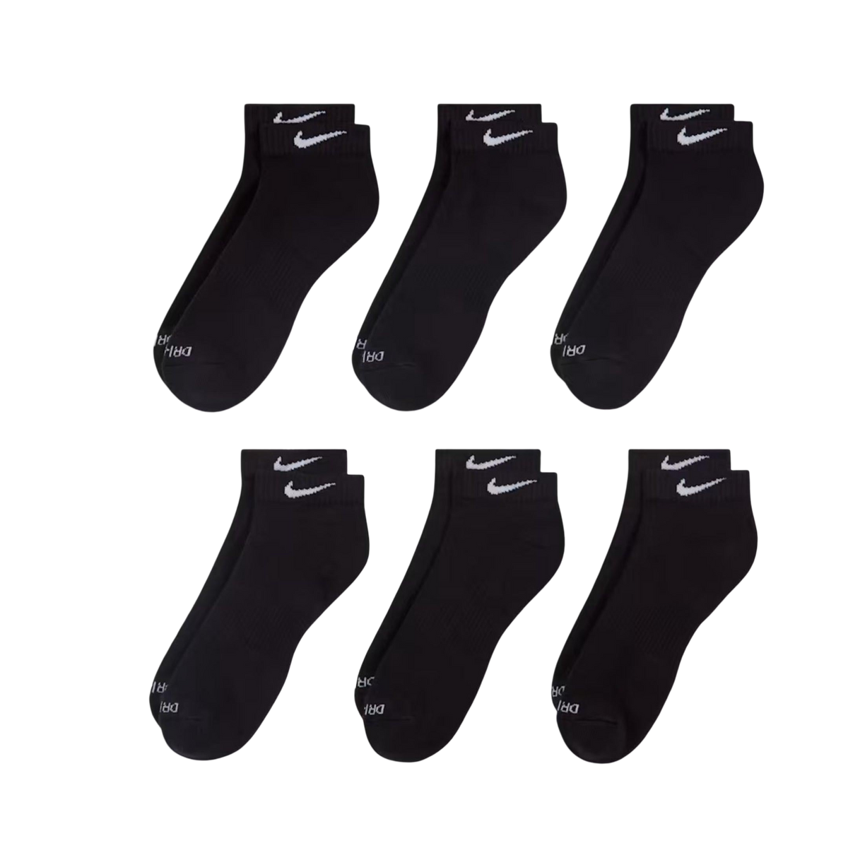 Nike Dri-FIT Everyday Plus Cushioned Training Low Cut Socks (6 Pack) Black [SX7042-010] | FOOT NINJAS {2}