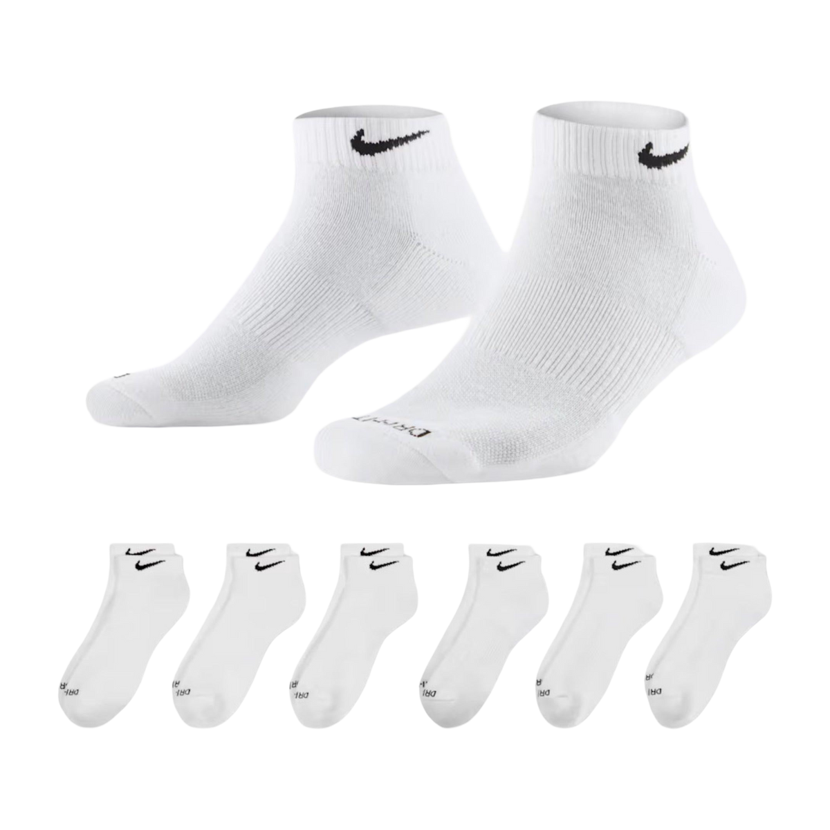 Nike Dri-FIT Everyday Plus Cushioned Training Low Cut Socks (6 Pack) White [SX7042-100] | FOOT NINJAS {1}