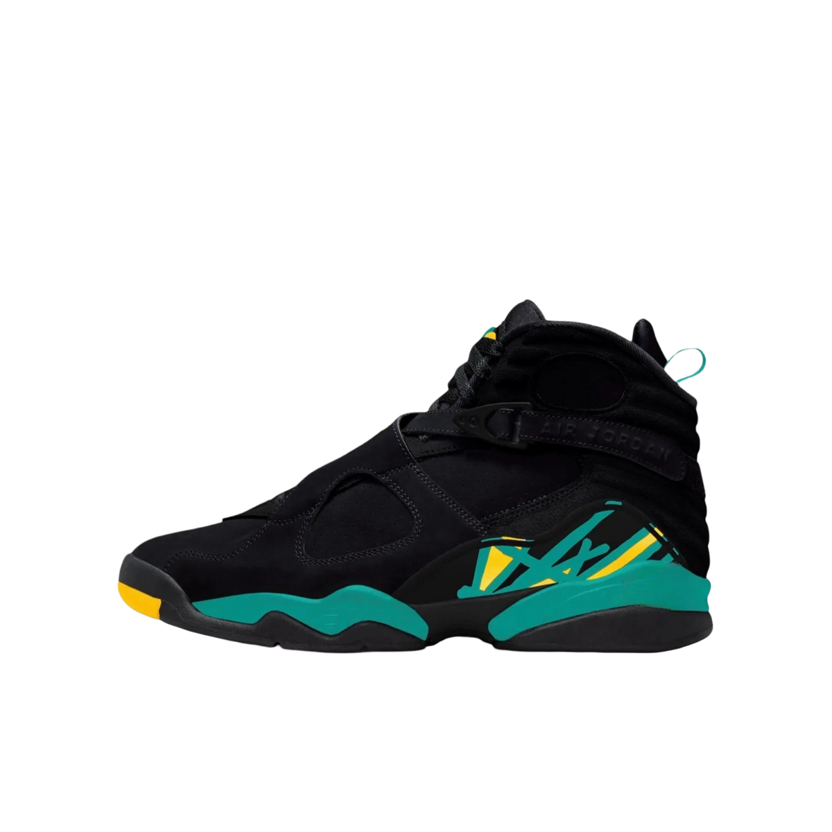 [PRE-ORDER] (GS) Air Jordan 8 Retro "Hornets / New Emerald" (2027) Sneakers in Black | FOOT NINJAS {1}