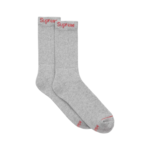 Supreme x Hanes Cushion Crew Socks (1 Single Pair of Socks) Heather Grey | FOOT NINJAS {1}