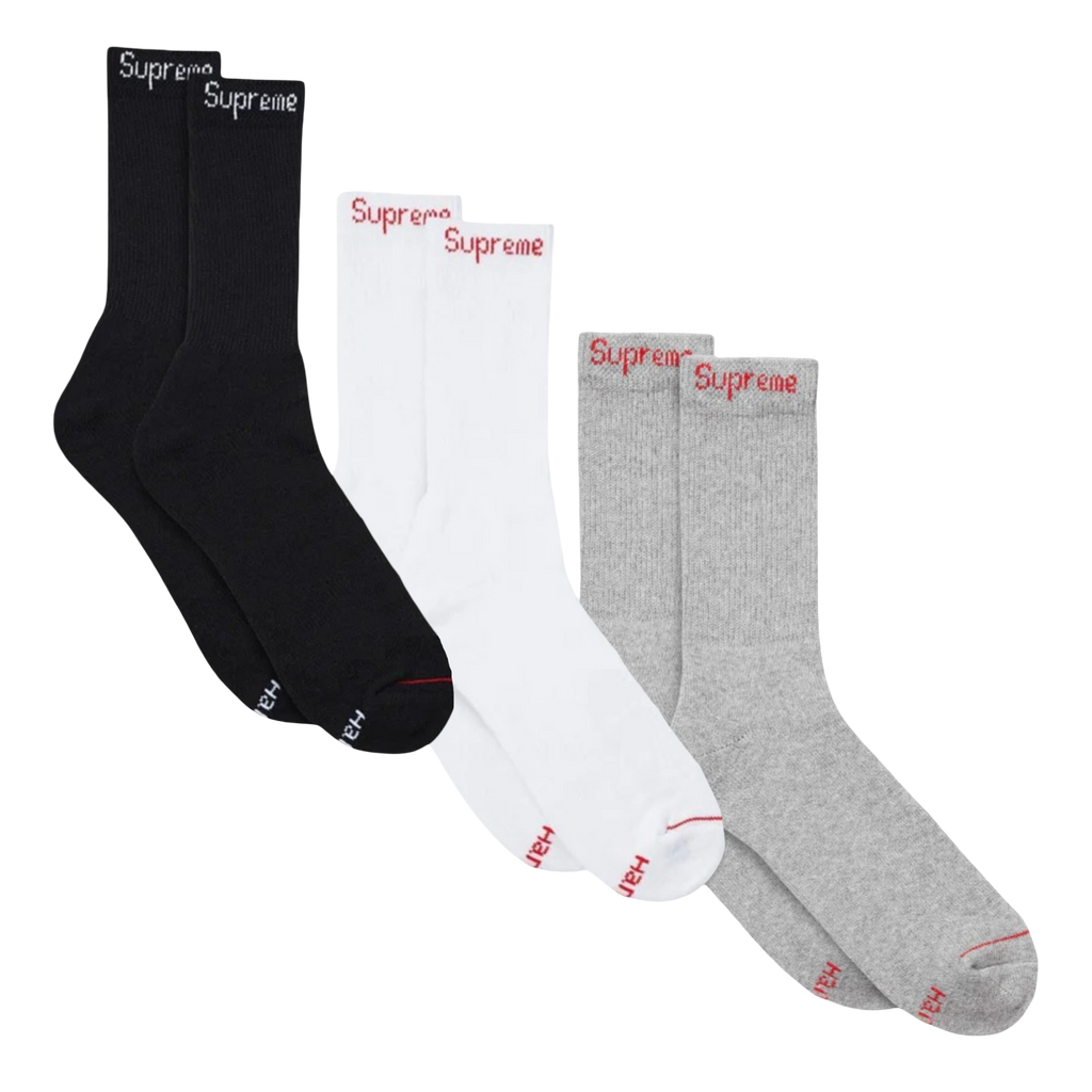 Supreme x Hanes Cushion Crew Socks (1 Single Pair of Socks) | FOOT NINJAS {12}