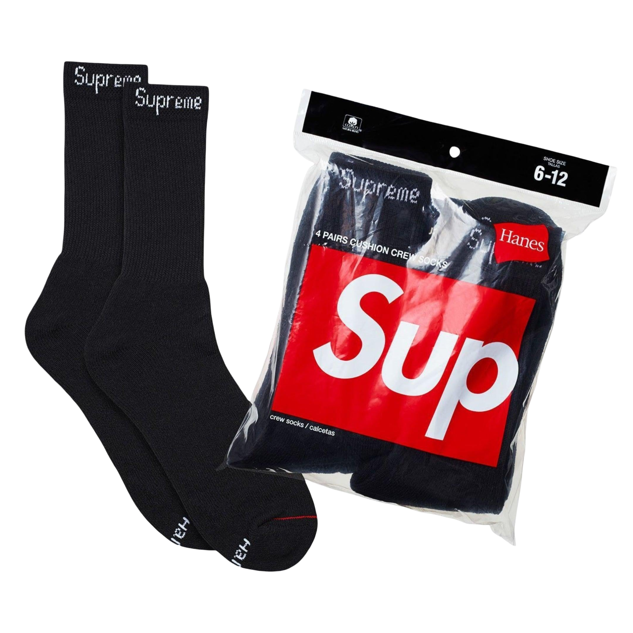 Supreme x Hanes Cushion Crew Socks (Full Pack of 4) | FOOT NINJAS {2}