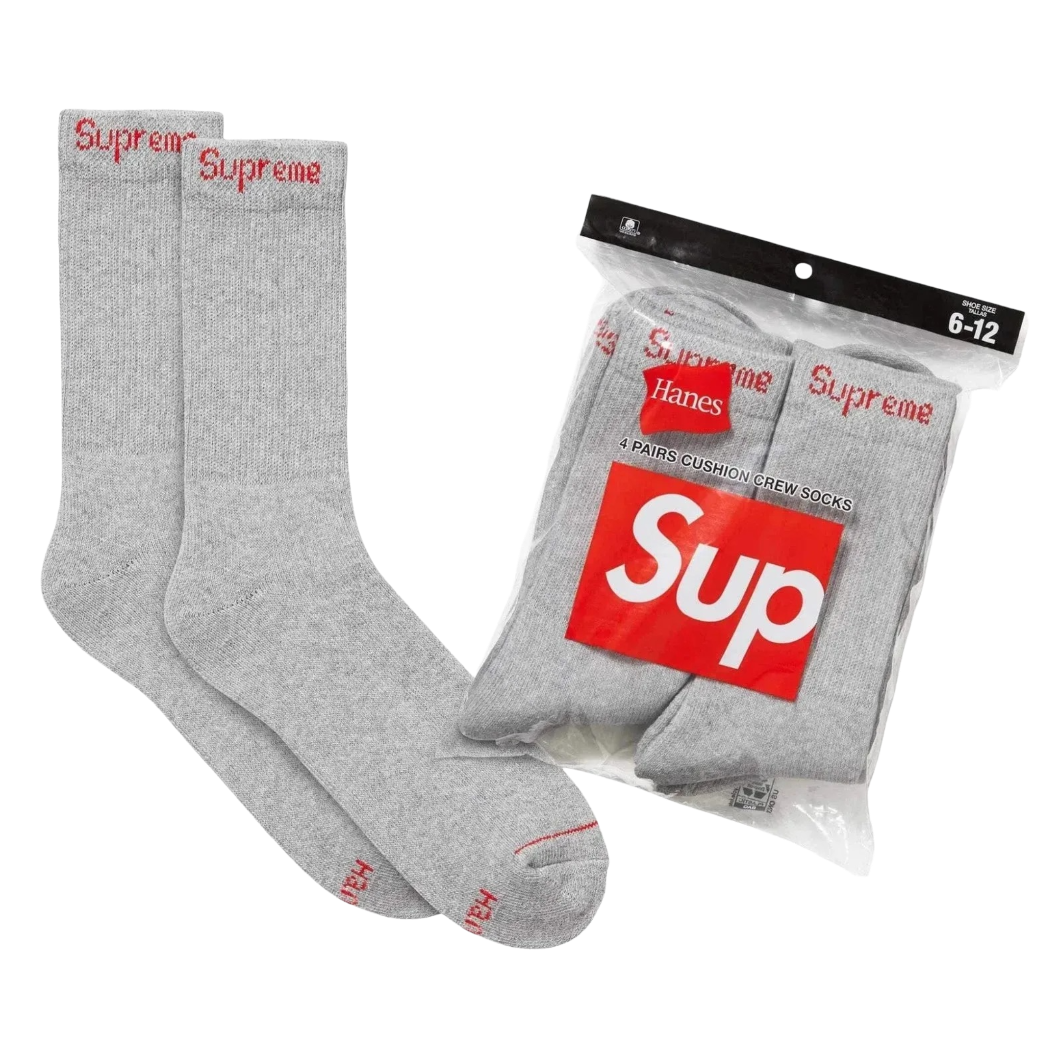 Supreme x Hanes Cushion Crew Socks (Full Pack of 4) | FOOT NINJAS {6}