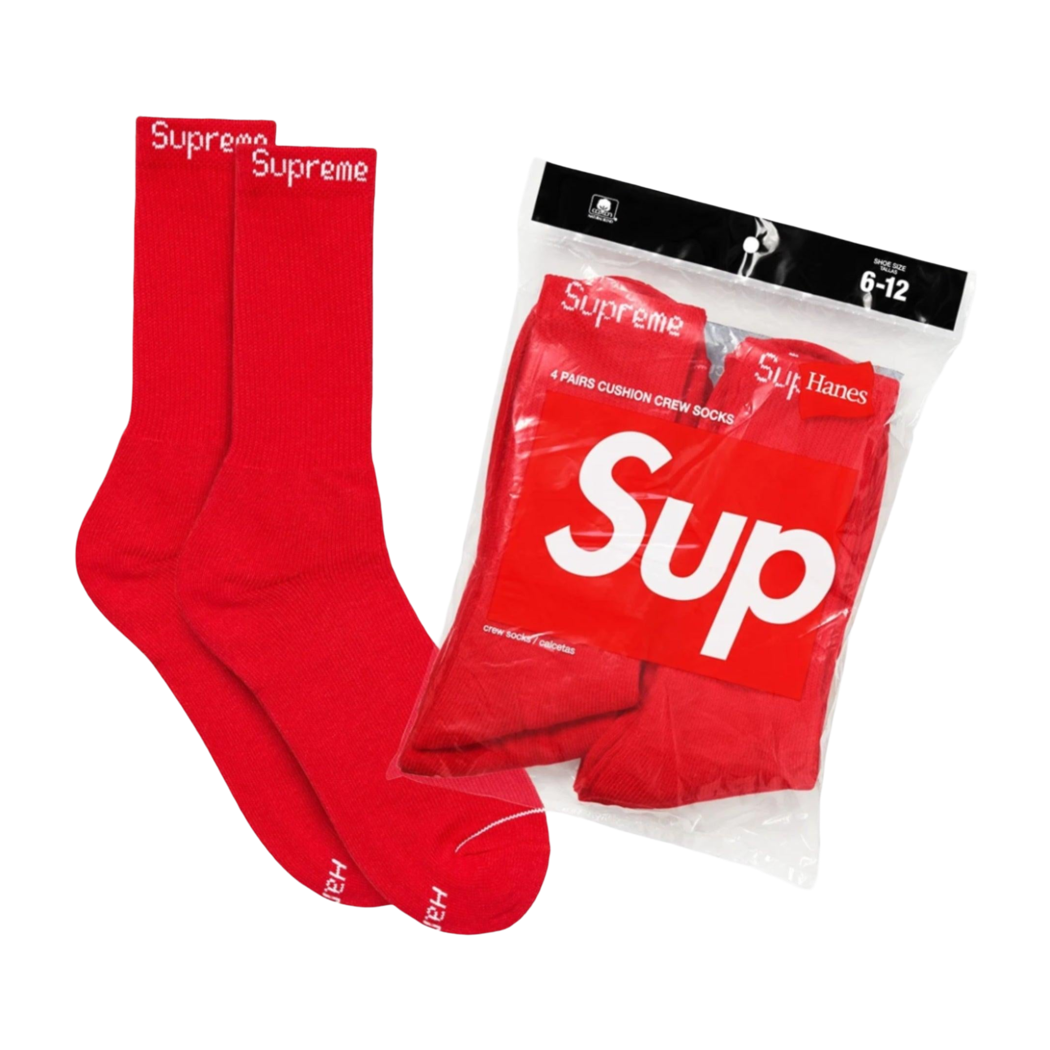Supreme x Hanes Cushion Crew Socks (Full Pack of 4) | FOOT NINJAS {7}