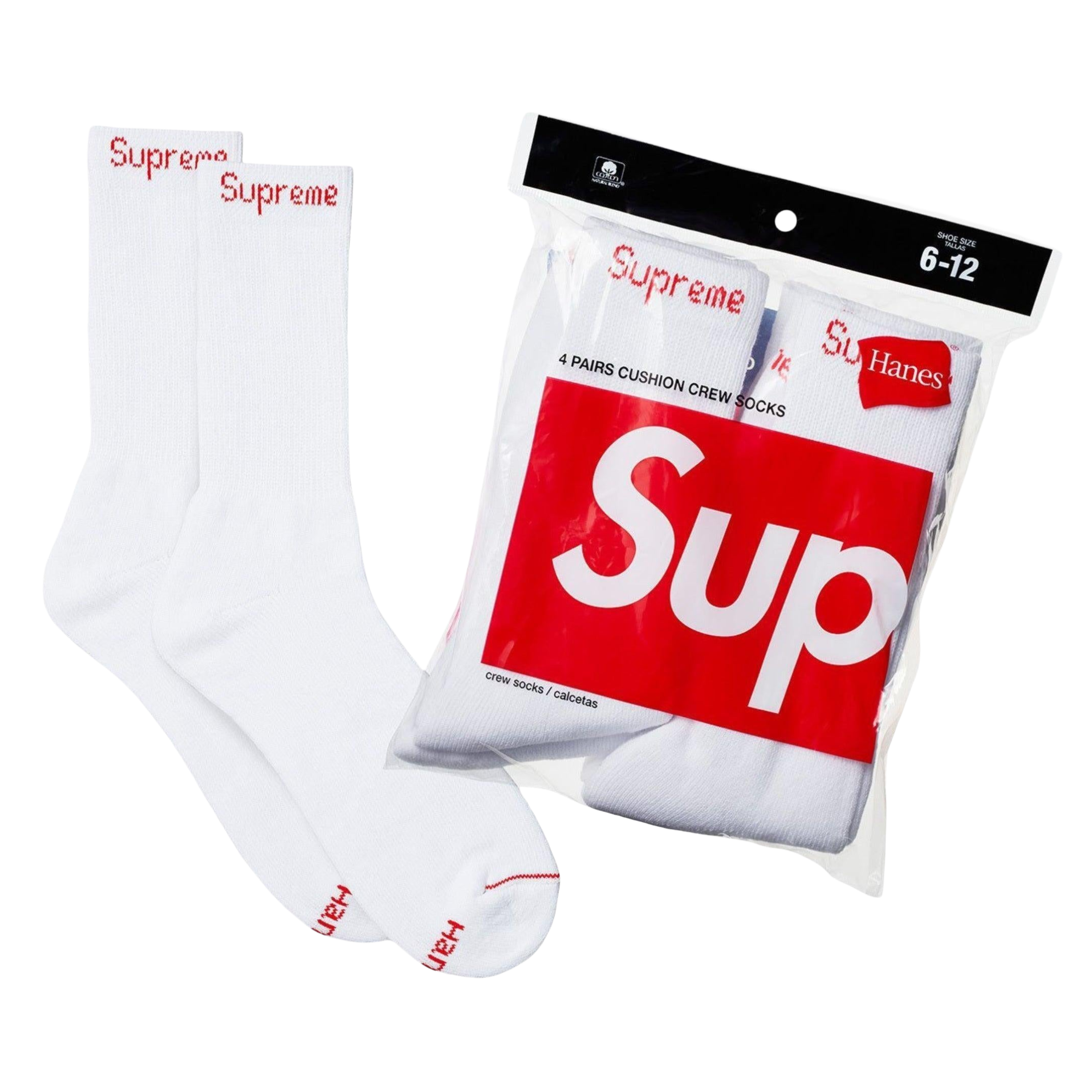 Supreme x Hanes Cushion Crew Socks (Full Pack of 4) | FOOT NINJAS {6}