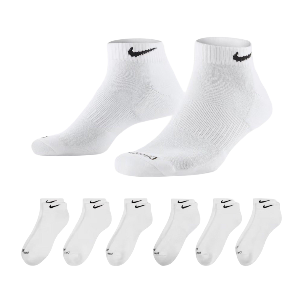 Nike Dri-FIT Everyday Plus Cushioned Training Low Cut Socks (6 Pack) White [SX7042-100]