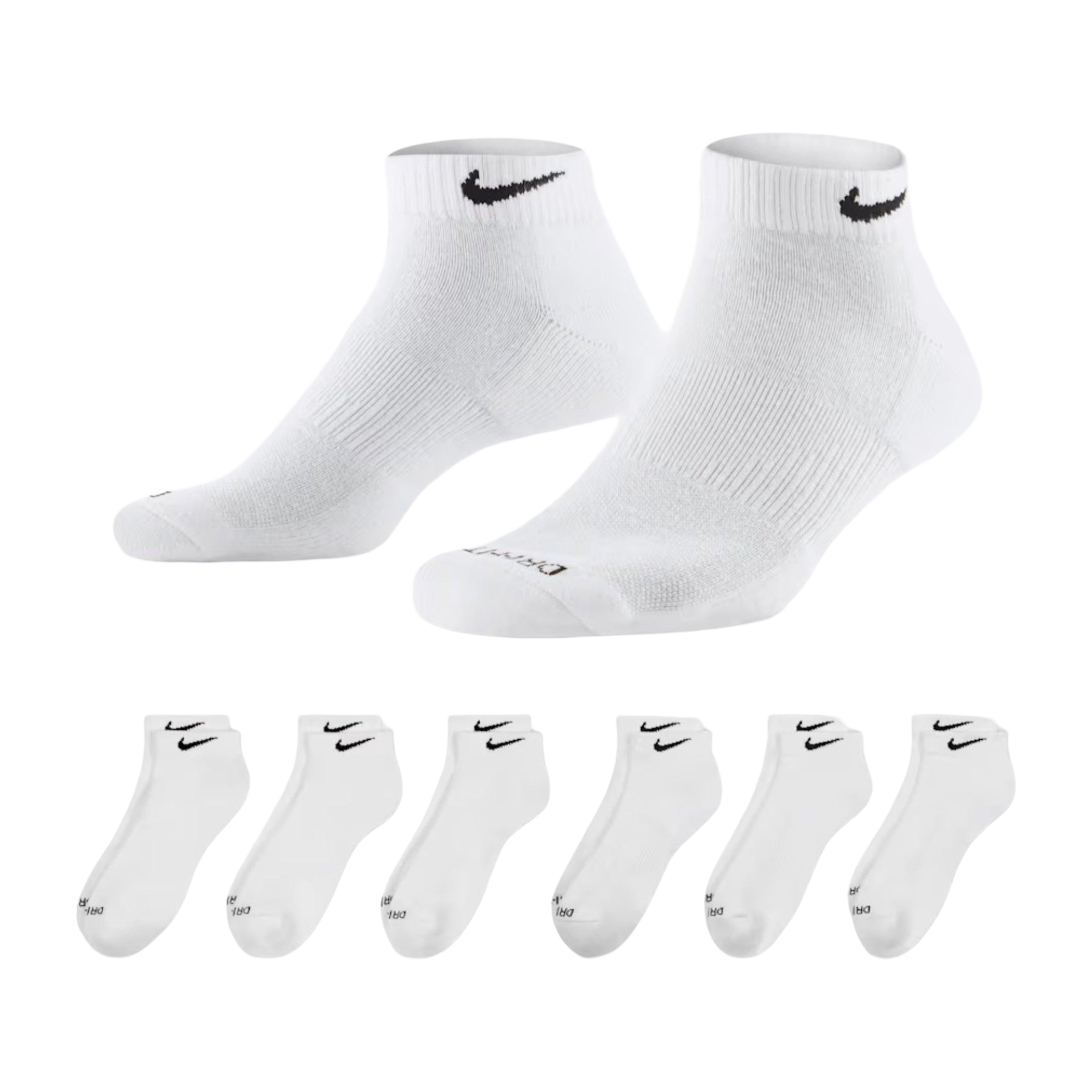 Nike Dri-FIT Everyday Plus Cushioned Training Low Cut Socks (6 Pack) White [SX7042-100]
