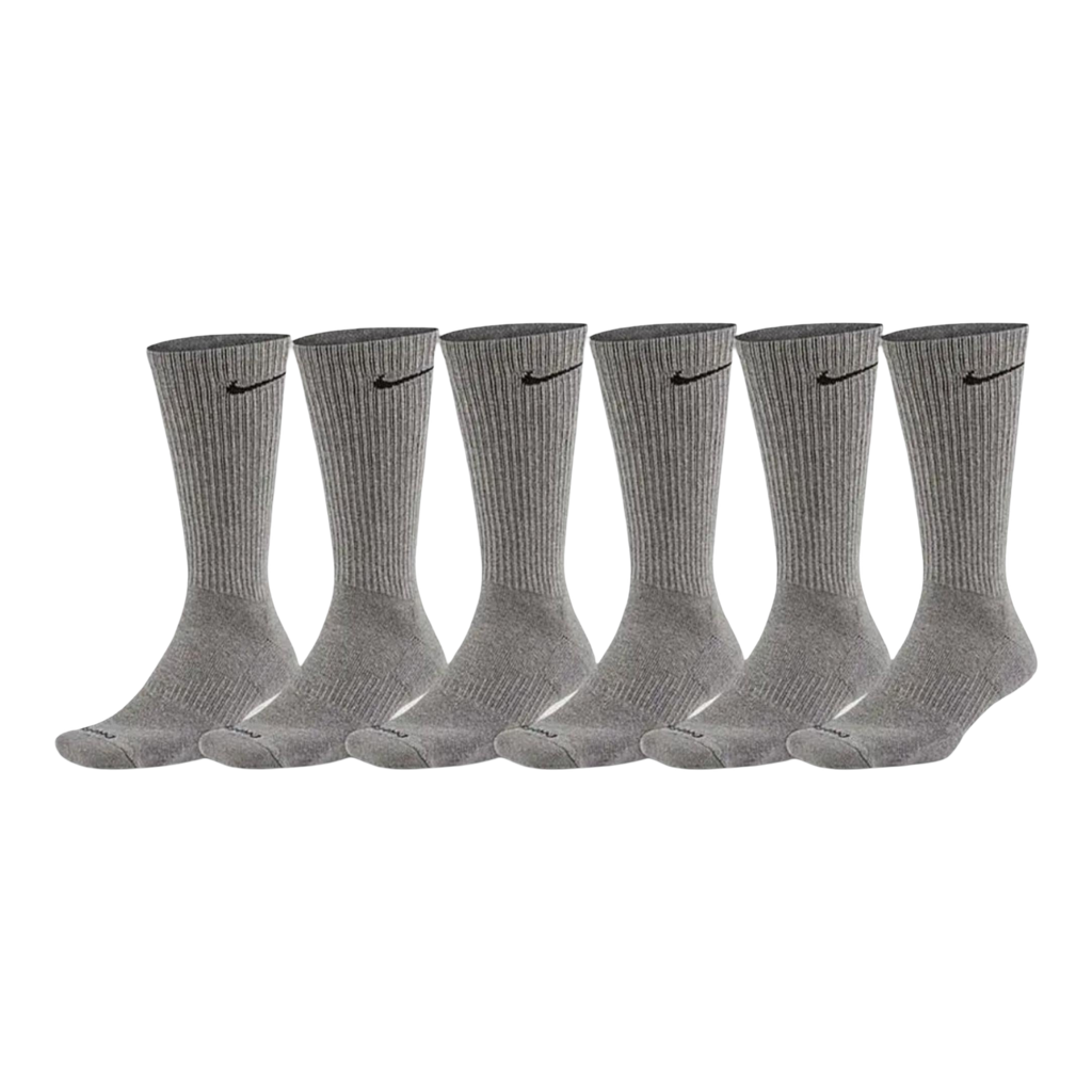 Nike Dri-FIT Everyday Plus Cushioned High Training Crew Socks (6 Pack) Carbon Heather Grey [SX6897-065] | FOOT NINJAS {1}