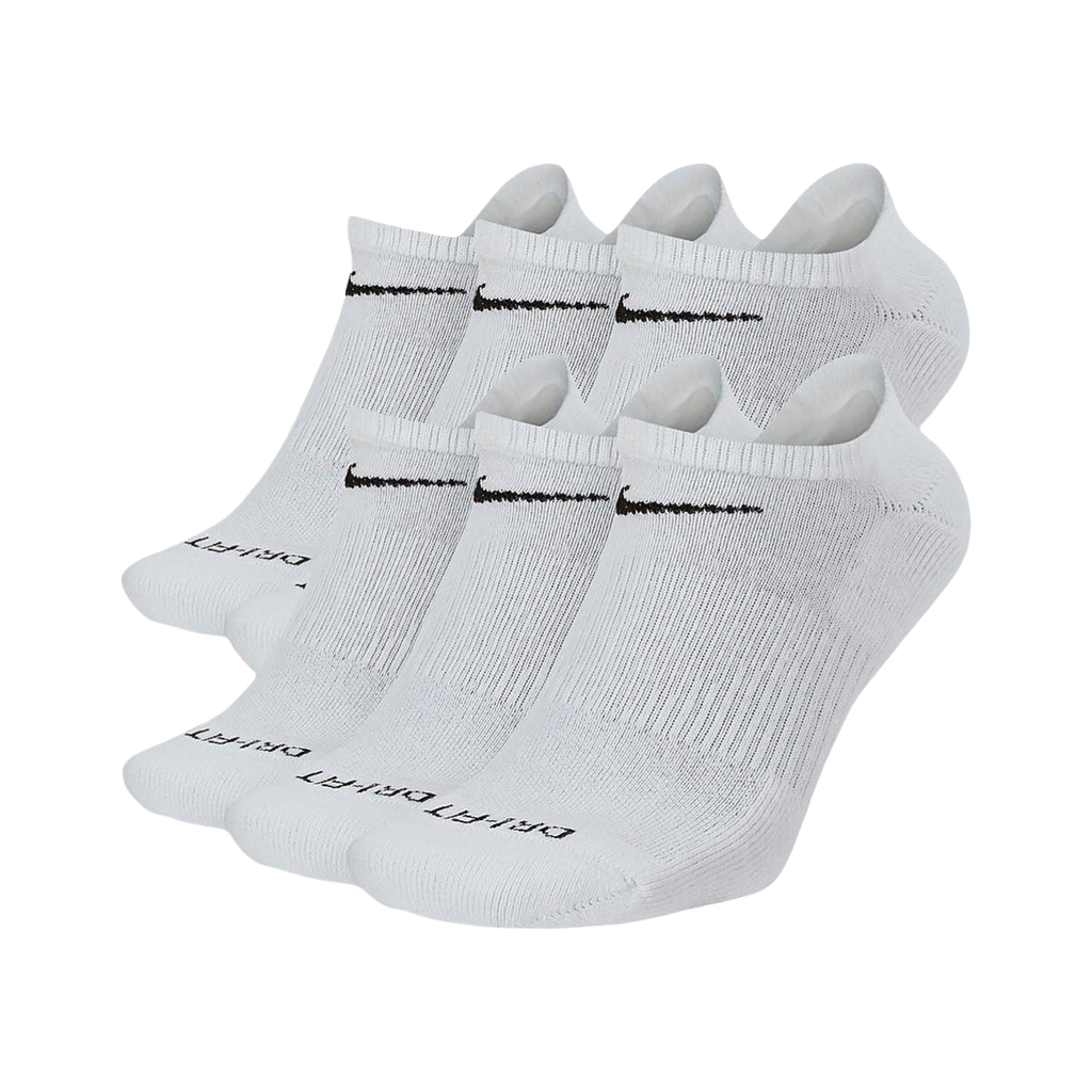 Nike Dri-FIT Everyday Plus Cushioned Training No-Show Socks (6 Pack) White [SX6898-100]