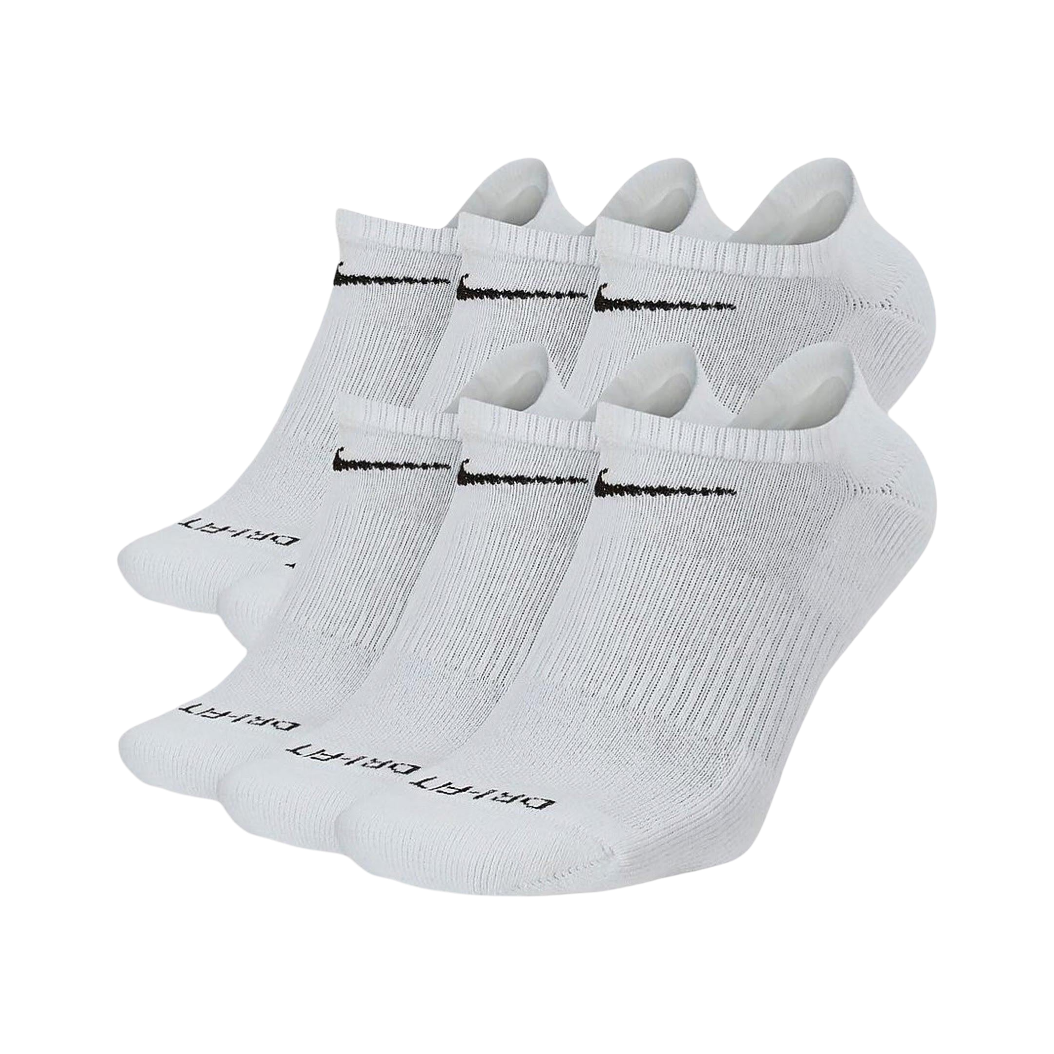 Nike Dri-FIT Everyday Plus Cushioned Training No-Show Socks (6 Pack) White [SX6898-100]