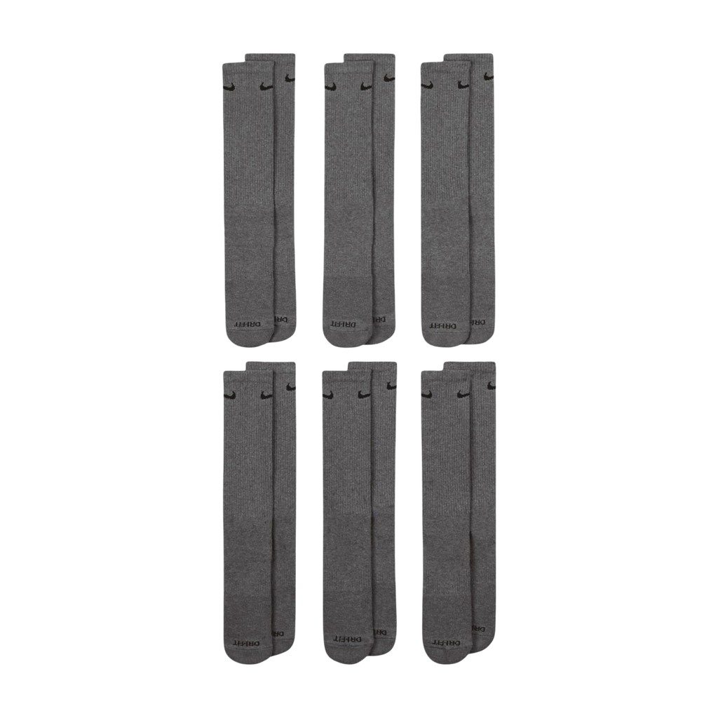 Nike Dri-FIT Everyday Plus Cushioned High Training Crew Socks (6 Pack) Carbon Heather Grey [SX6897-065] | FOOT NINJAS {2}