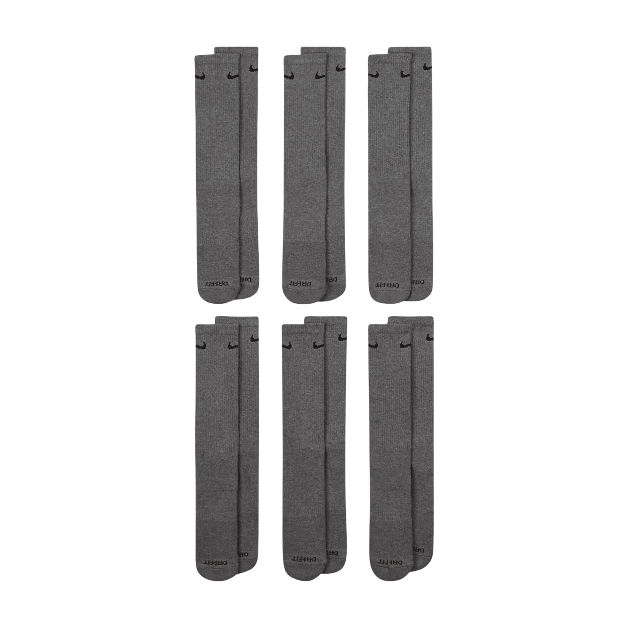 Nike Dri-FIT Everyday Plus Cushioned High Training Crew Socks (6 Pack) Carbon Heather Grey [SX6897-065] | FOOT NINJAS {2}