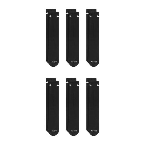 Nike Dri-FIT Everyday Plus Cushioned High Training Crew Socks (6 Pack) Black [SX6897-010] | FOOT NINJAS {2}