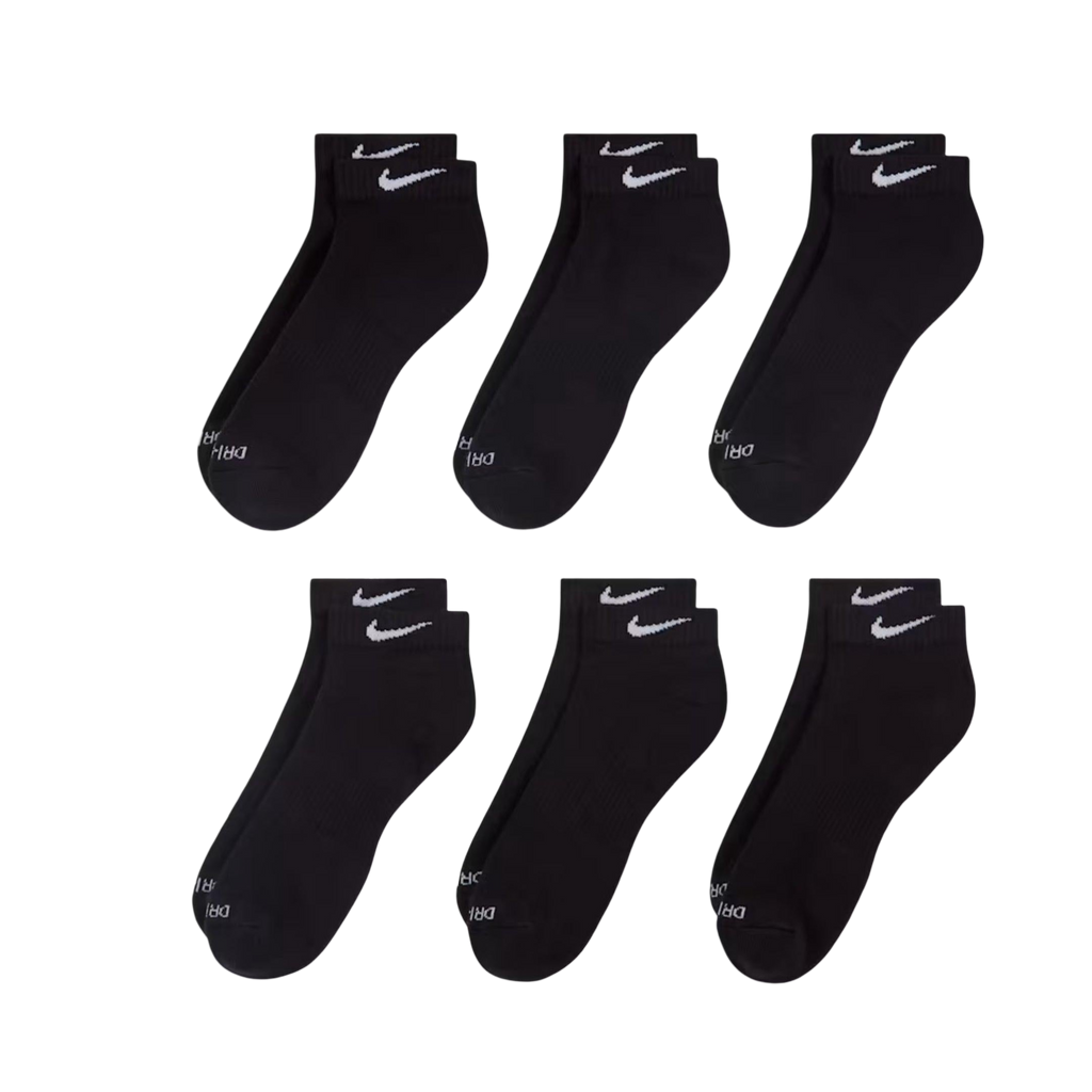 Nike Dri-FIT Everyday Plus Cushioned Training Low Cut Socks (6 Pack) Black [SX7042-010]